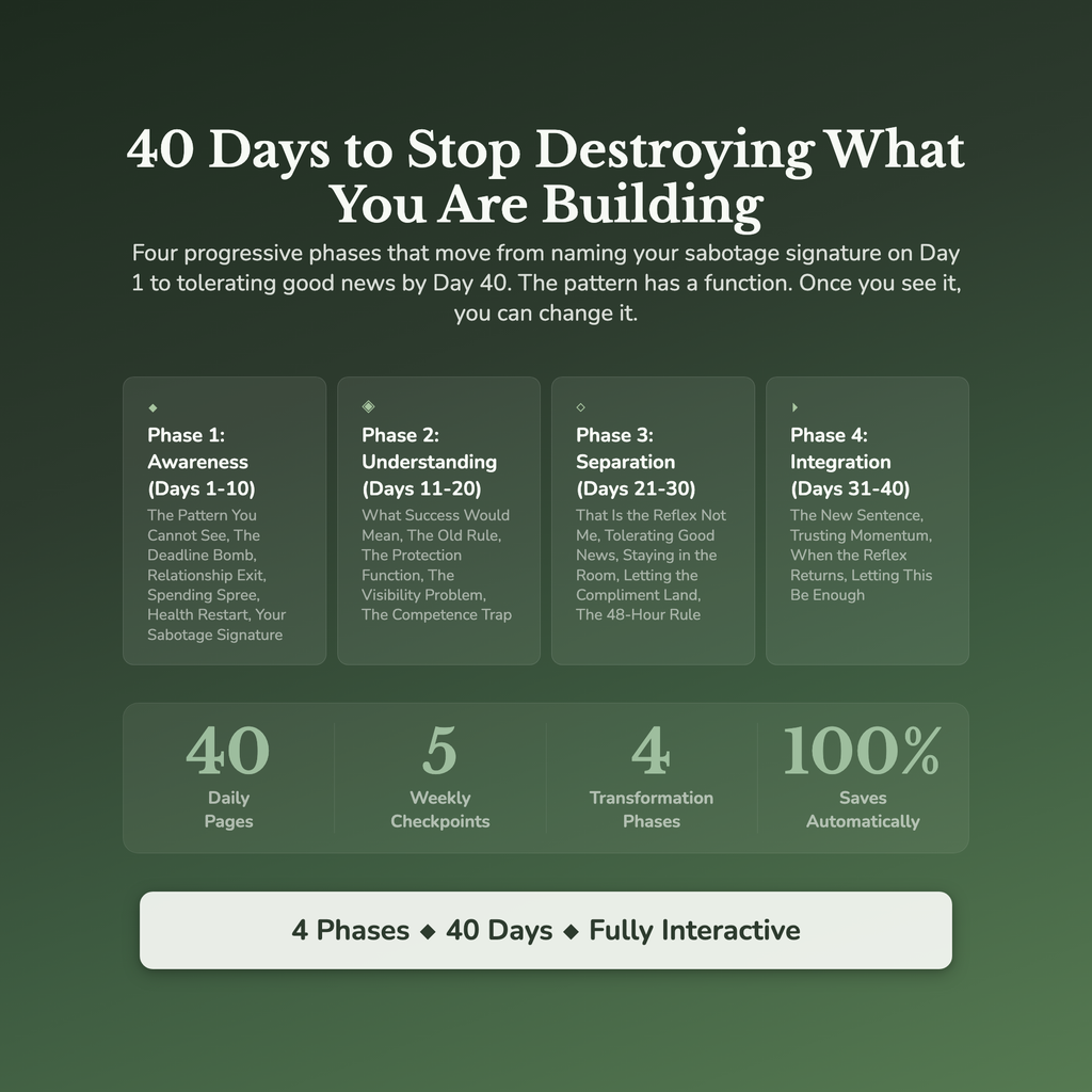 Self Sabotage Workbook & 40-Day Guide — what's inside (section breakdown)