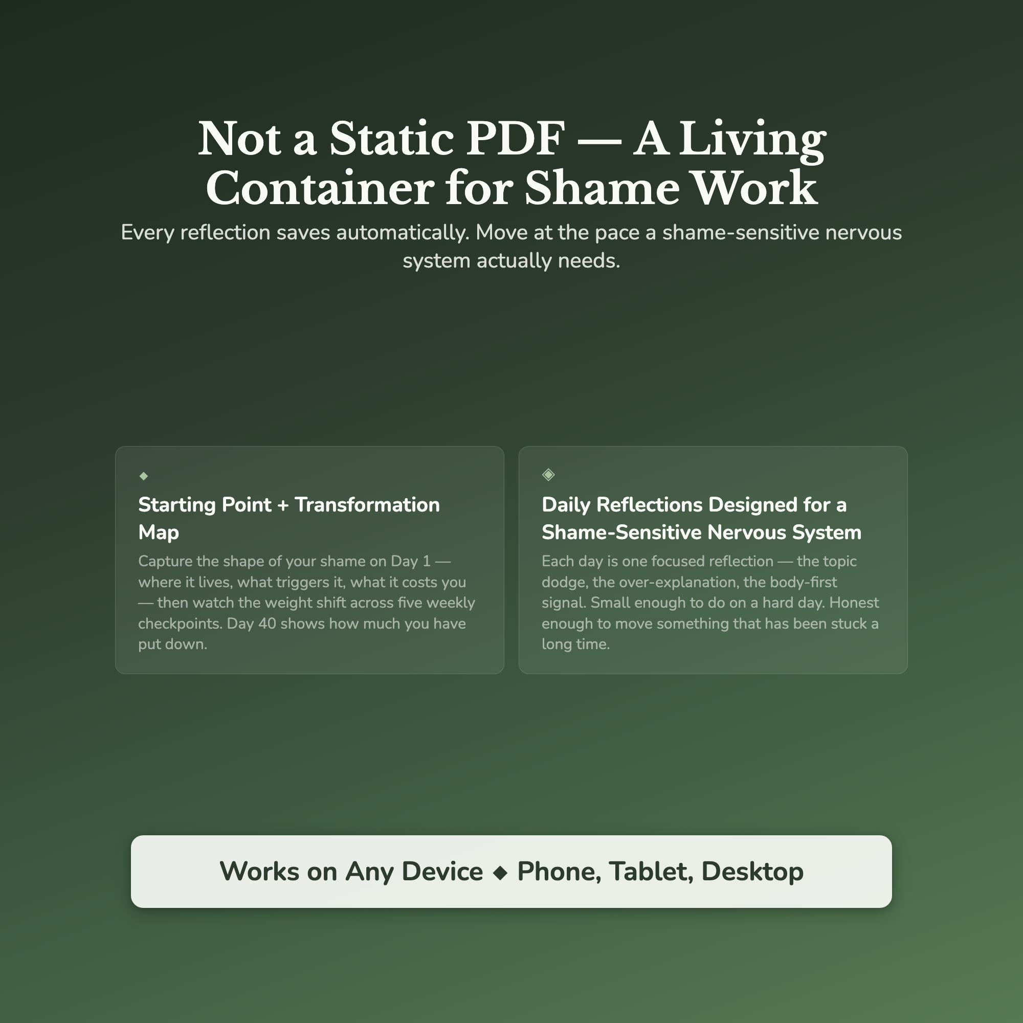 Shame Workbook & 40-Day Guide — interactive features and tools