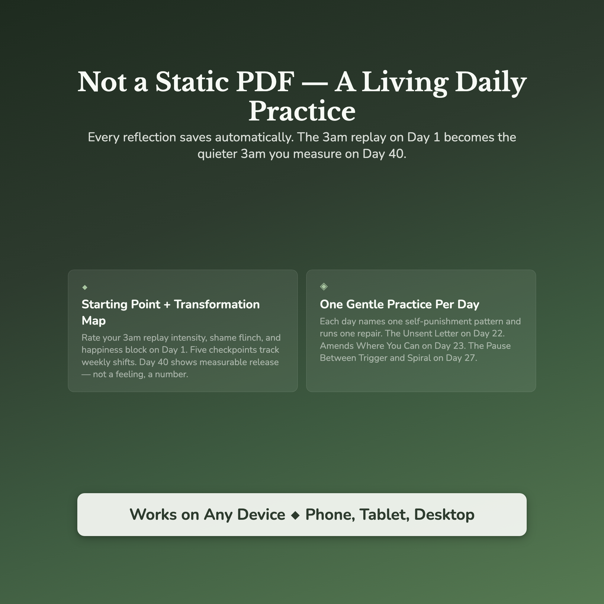 Self Forgiveness Workbook & 40-Day Guide — interactive features and tools