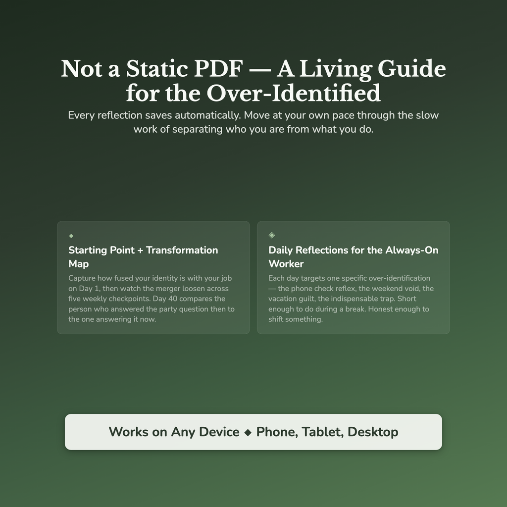 Work Identity Workbook & 40-Day Guide — interactive features and tools