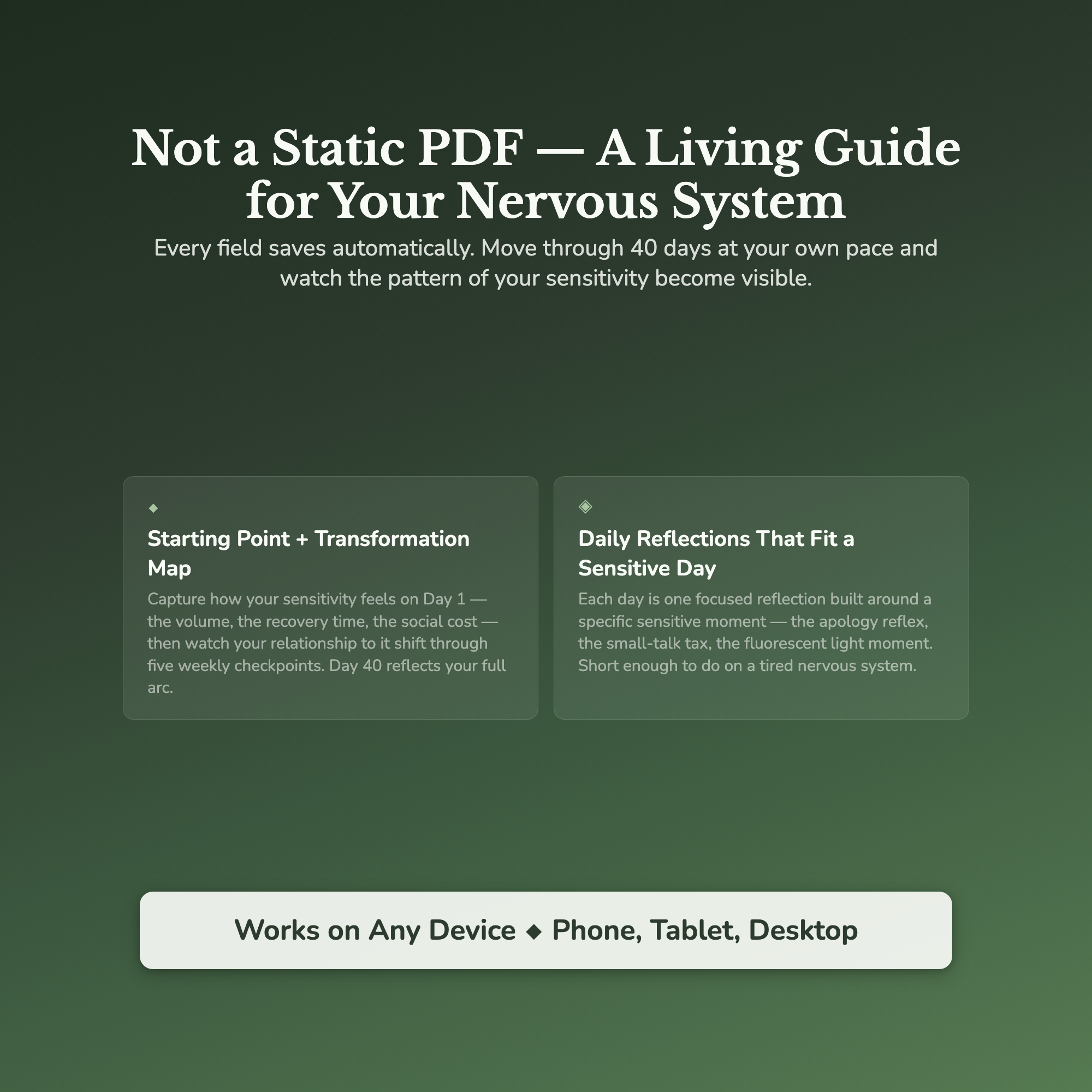 Highly Sensitive Workbook & 40-Day Guide — interactive features and tools