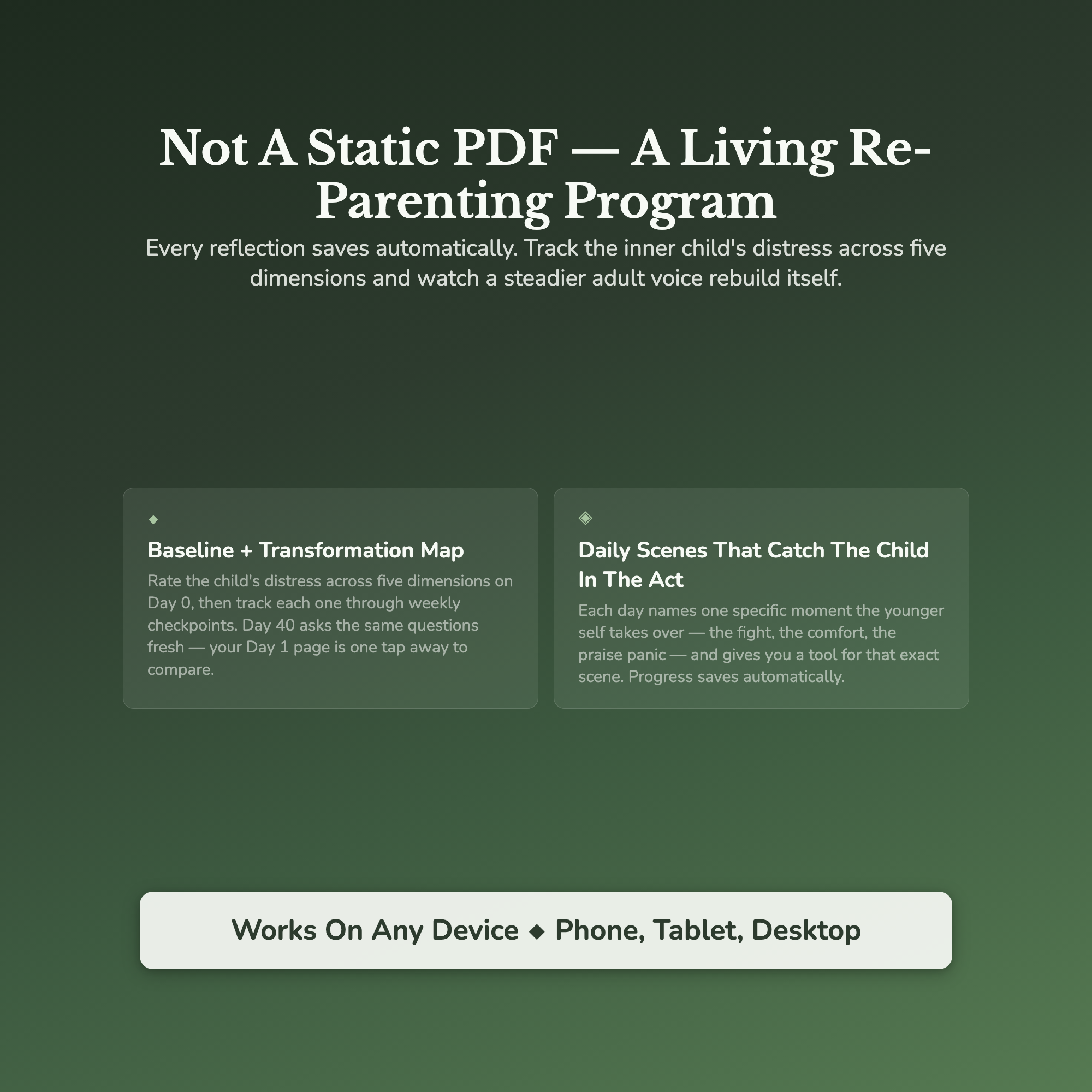 Inner Child Workbook & 40-Day Guide — interactive features and tools