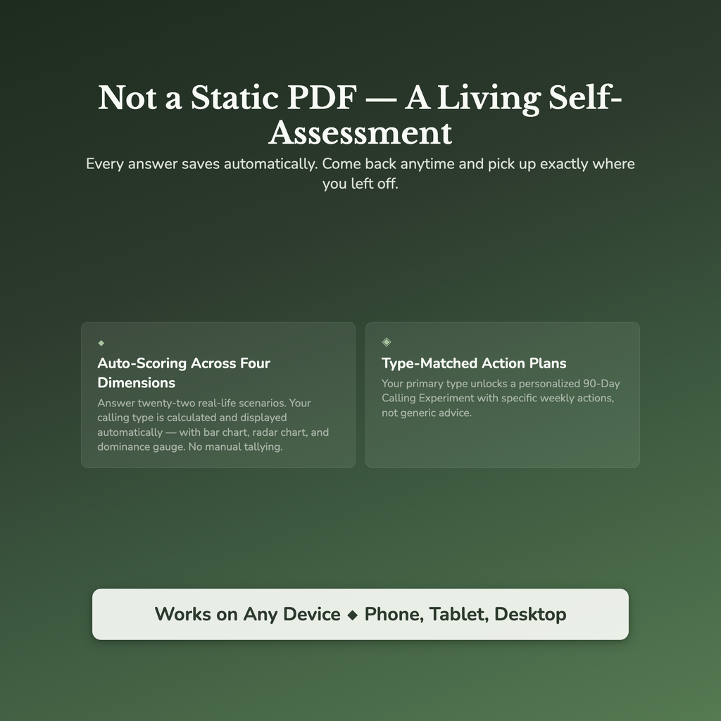 Life Calling Profile — interactive features and tools