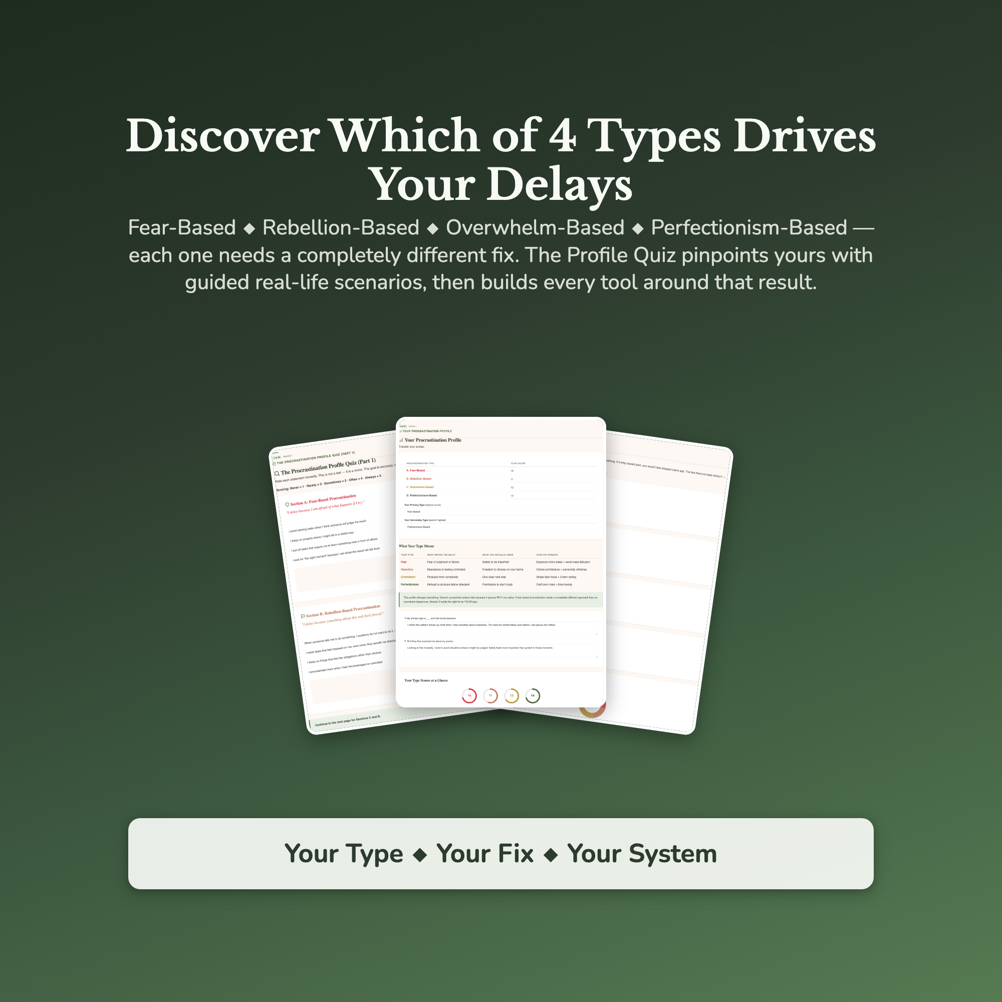 Procrastination Workbook — sample result and action plan