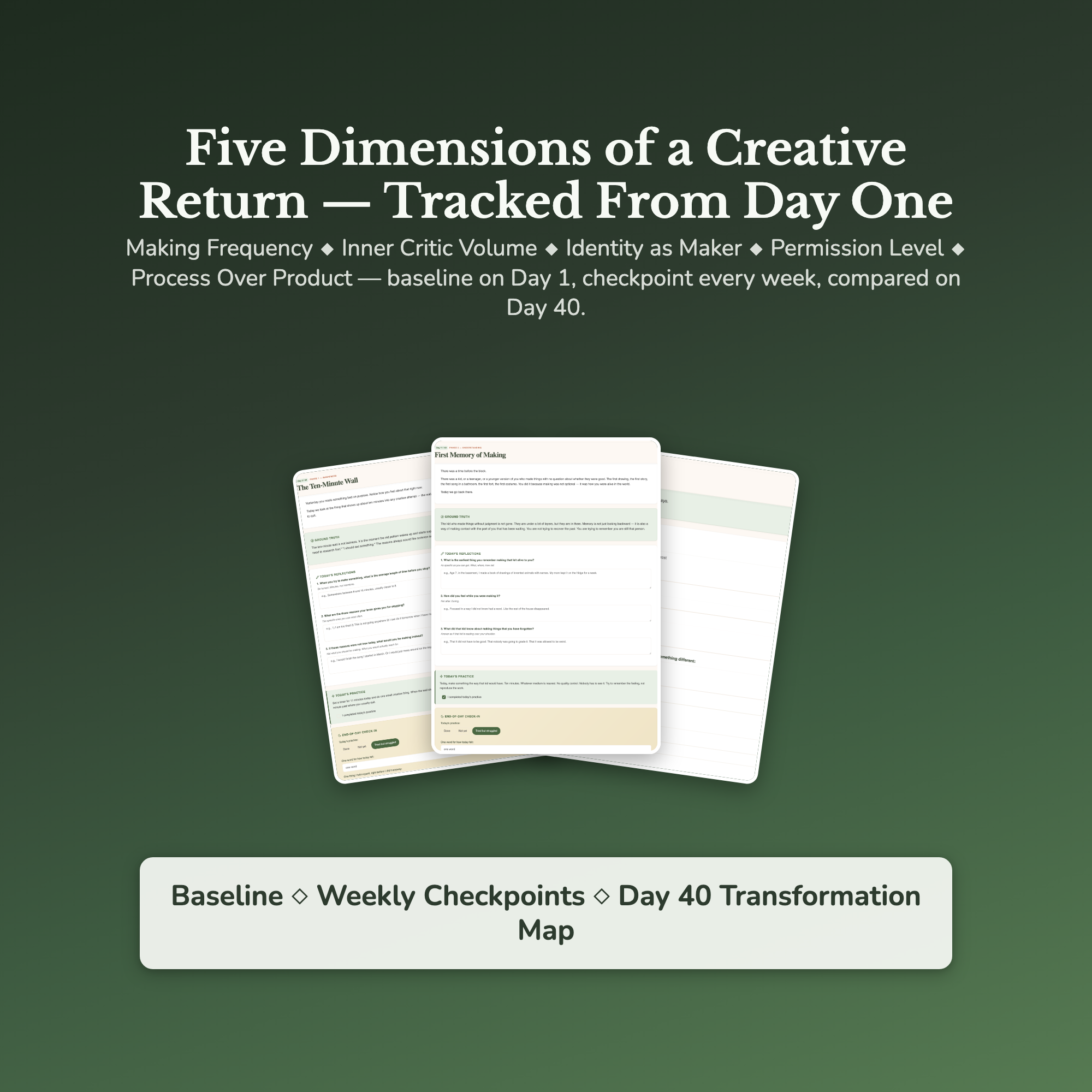 Creative Block Workbook & 40-Day Guide — sample result and action plan