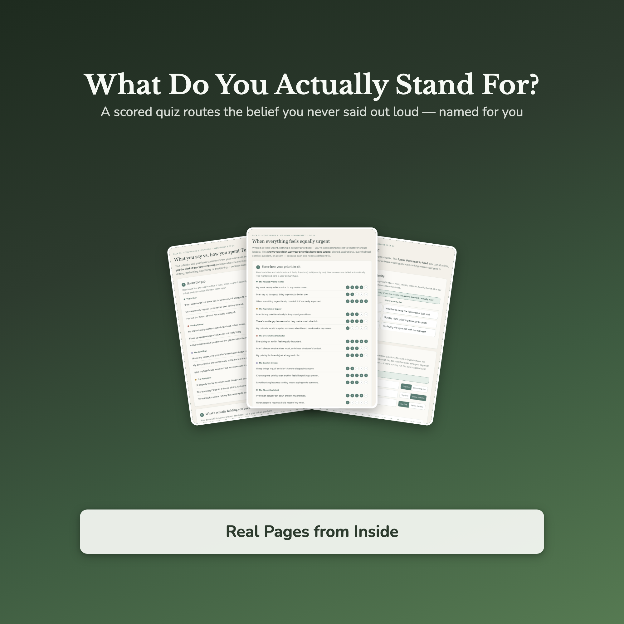 Core Values Worksheets – What Matters Most, Priorities, Life Vision – Interactive Worksheets Bundle