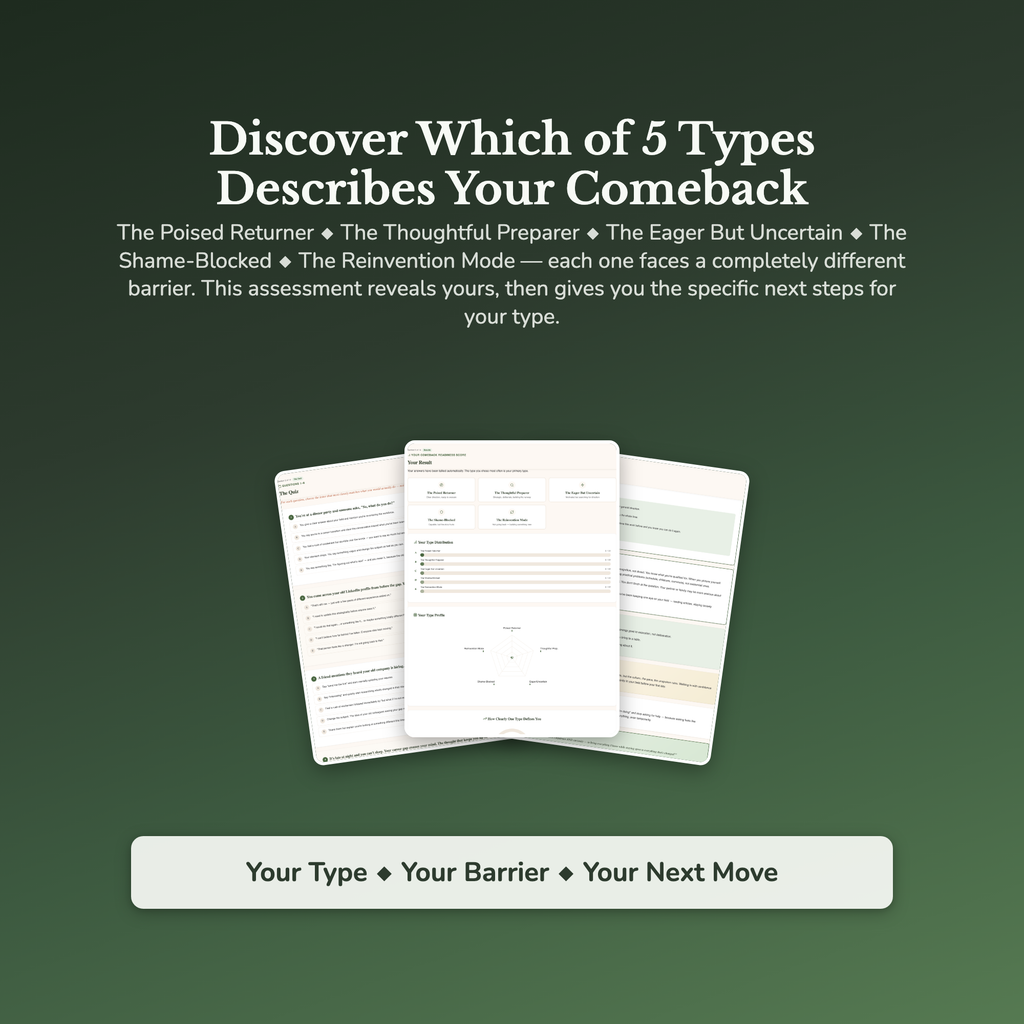 Career Comeback Profile — sample result and action plan