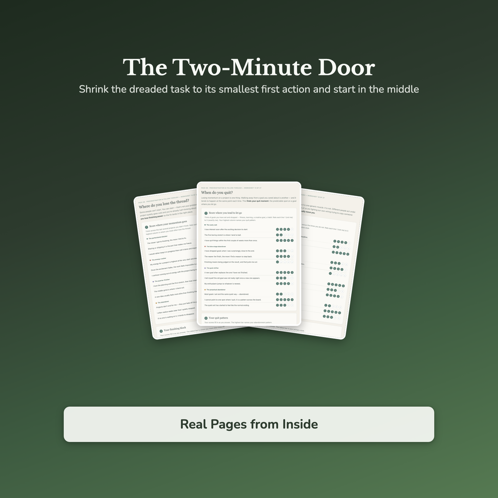 Procrastination Worksheets – Stop Putting It Off, Follow-Through, Task Paralysis – Interactive Worksheets Bundle
