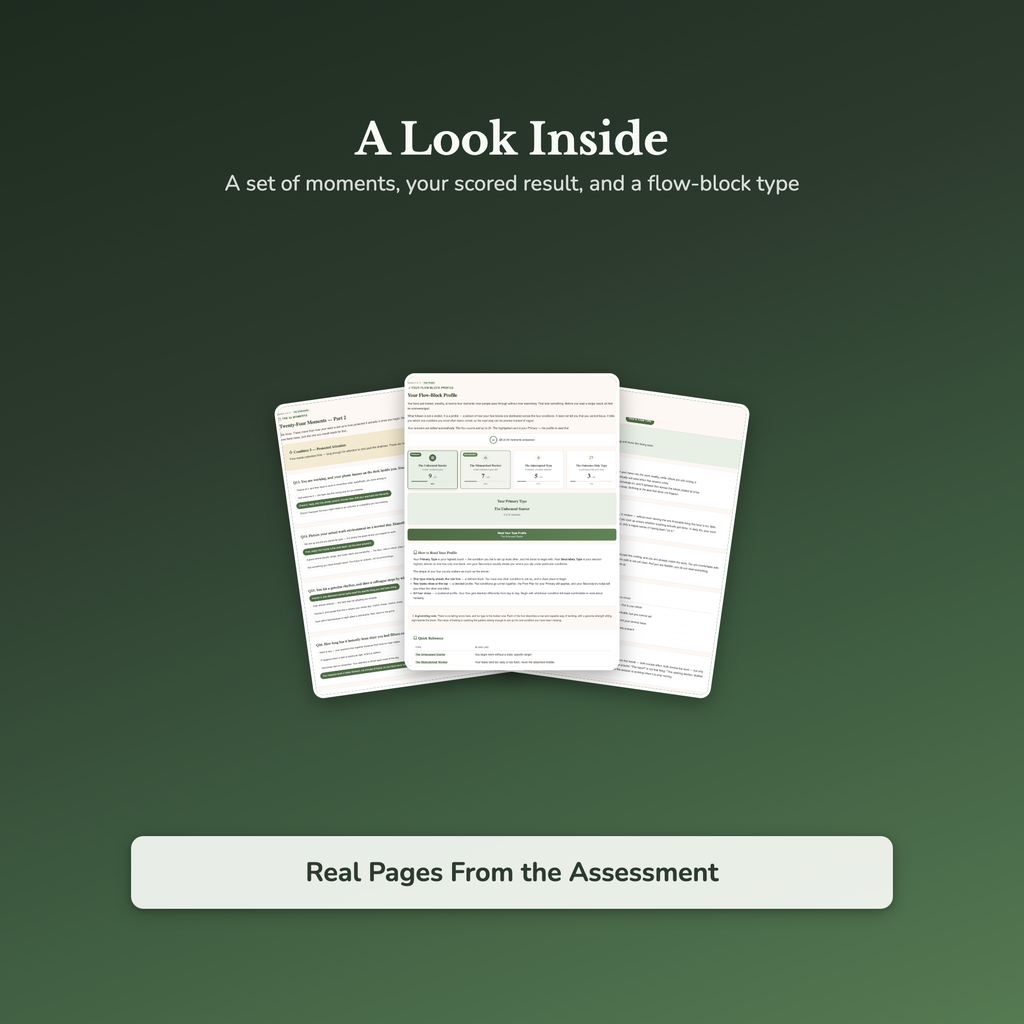 Flow State Quiz & Workbook – Why Deep Focus Keeps Slipping – Interactive Self-Assessment