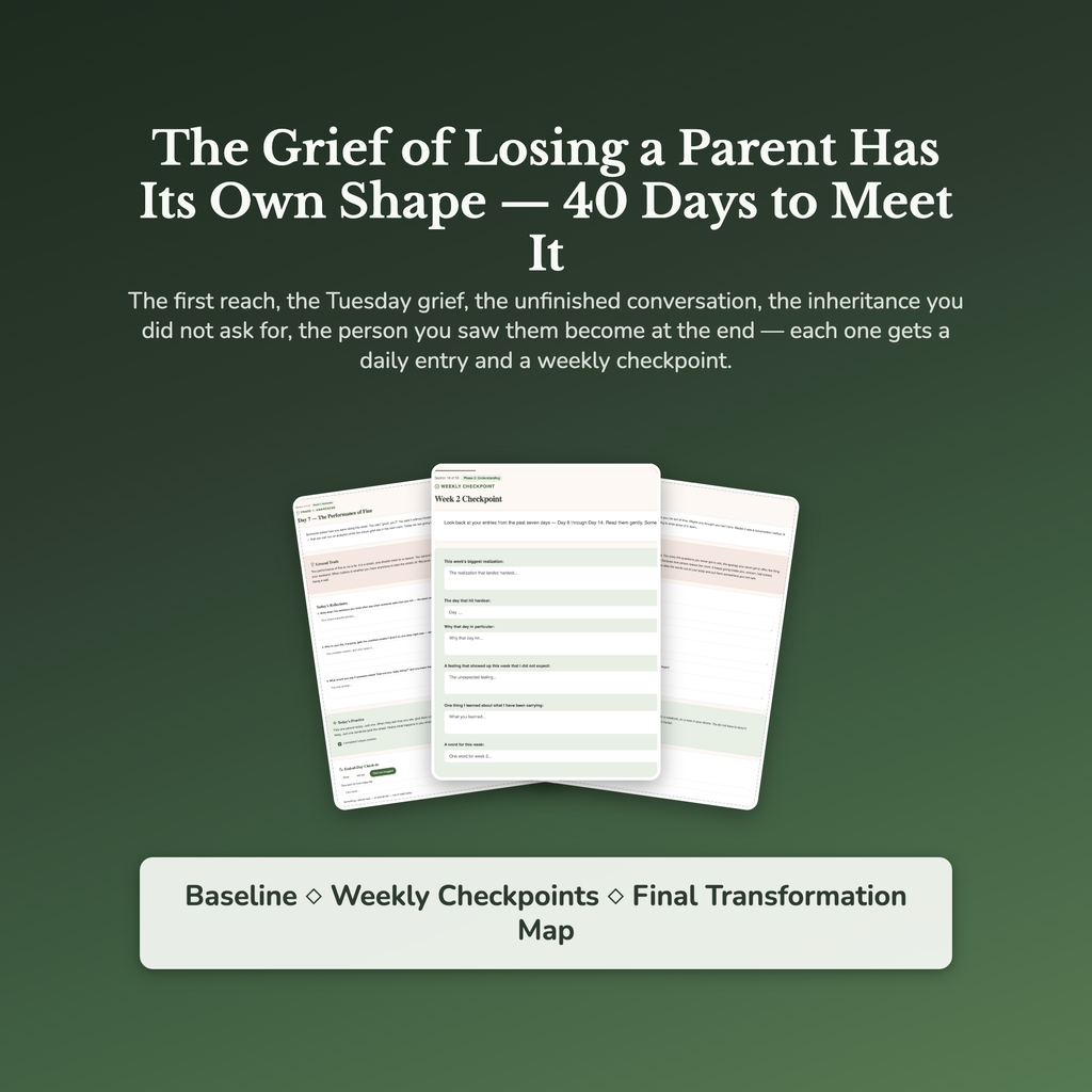 Loss of a Parent Workbook & 40-Day Guide — sample result and action plan