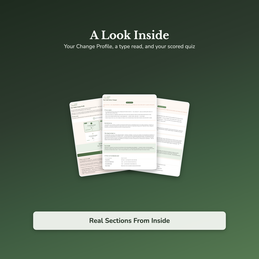 Habit Change Quiz & Workbook – Why Every Method Fails You – Interactive Self-Assessment