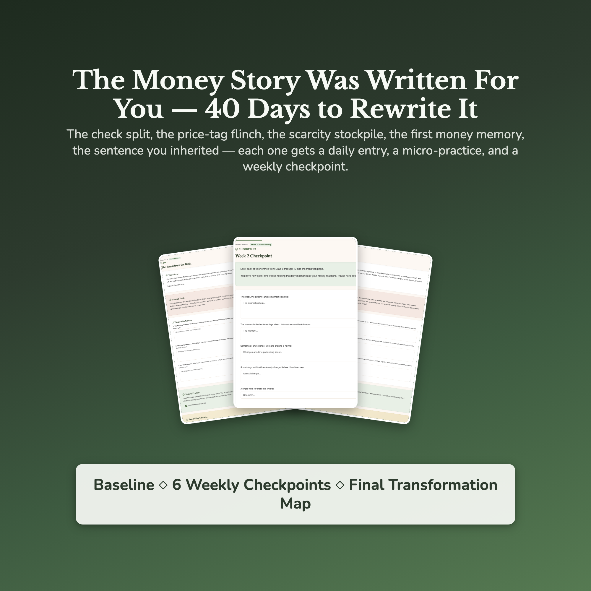 Money Mindset Workbook & 40-Day Guide — sample result and action plan