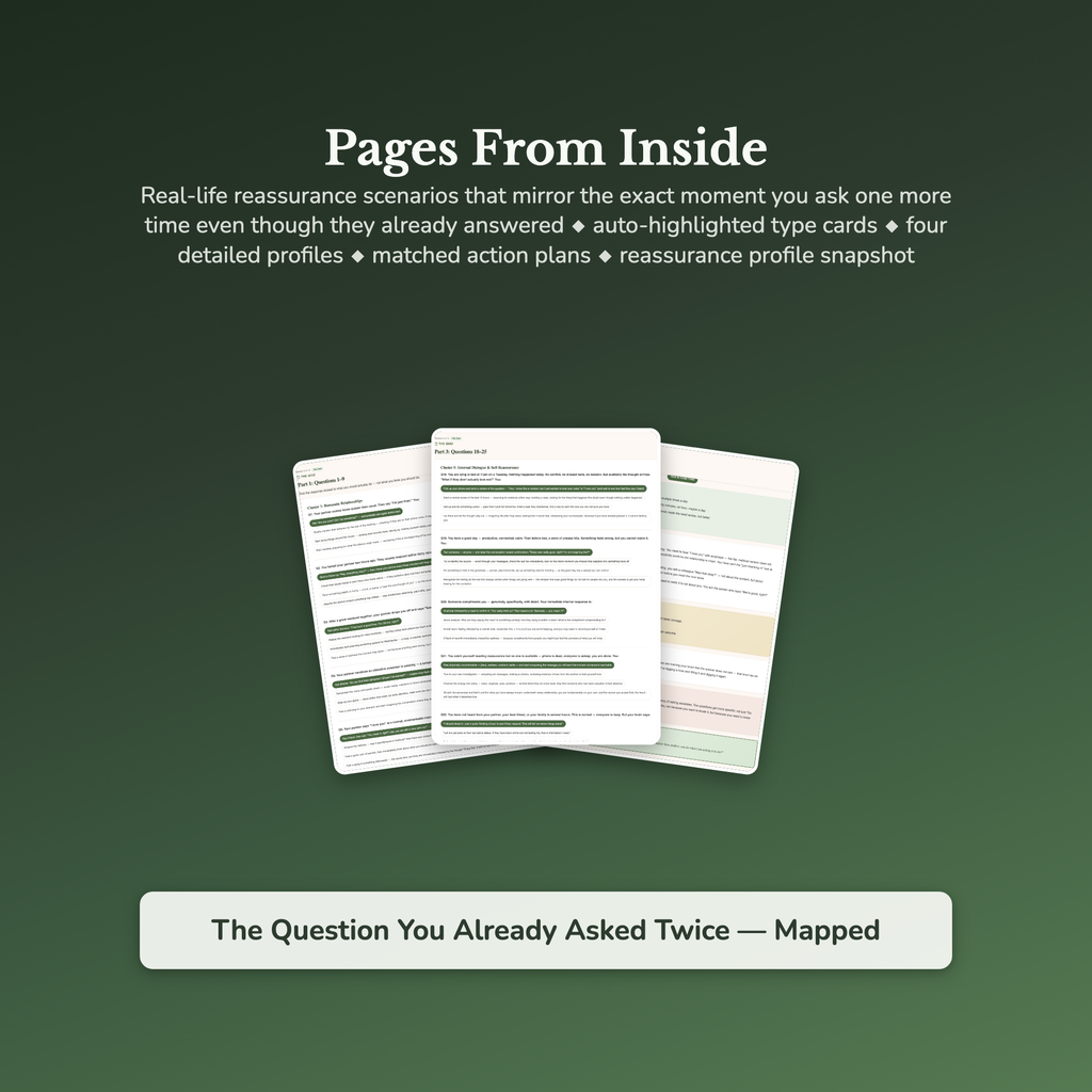 Reassurance Seeking Profile — sample result and action plan