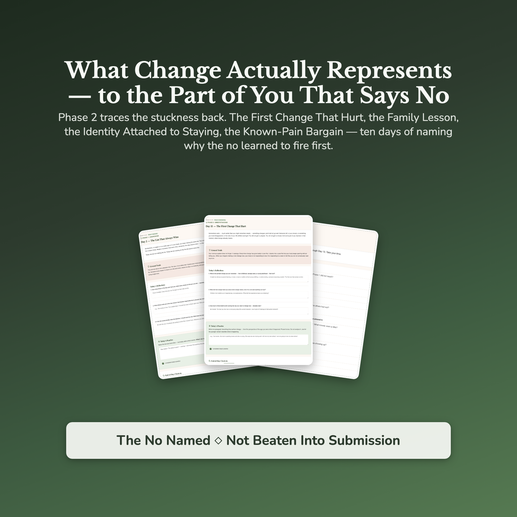 Fear of Change Workbook & 40-Day Guide — sample result and action plan