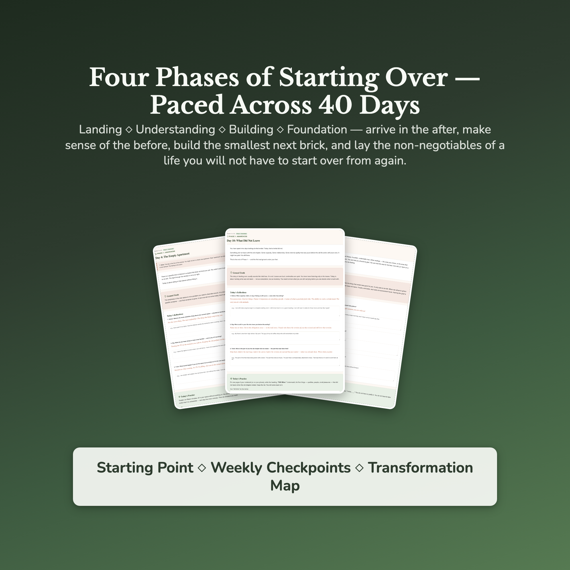 Fresh Start Workbook & 40-Day Guide — sample result and action plan