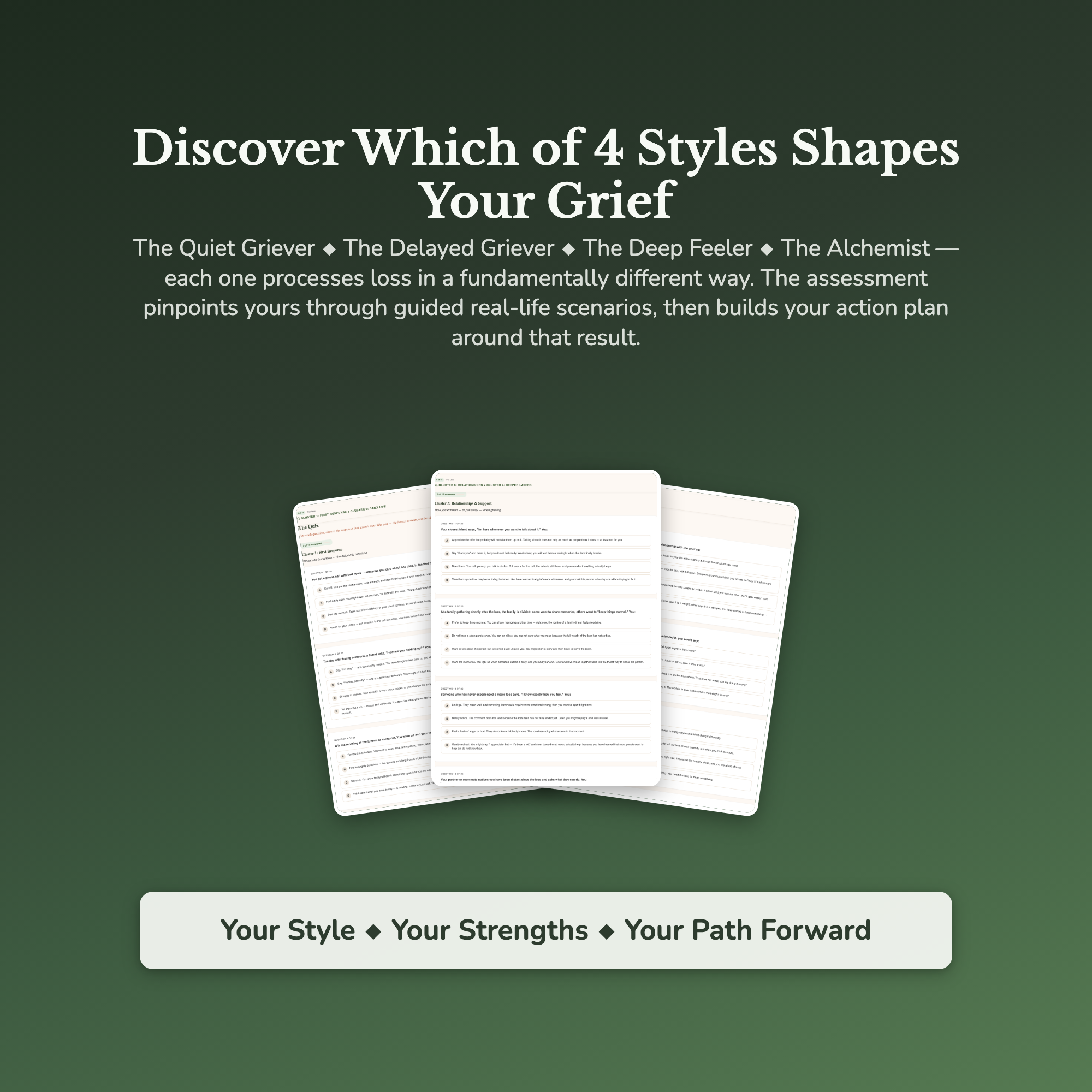 Grief Navigation Profile — sample result and action plan