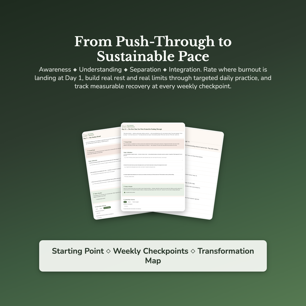 Burnout Workbook & 40-Day Guide — sample result and action plan
