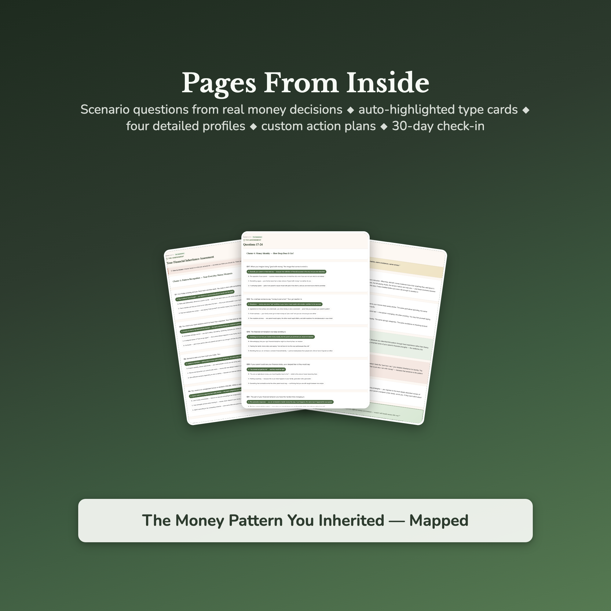 Money Pattern Profile — sample result and action plan