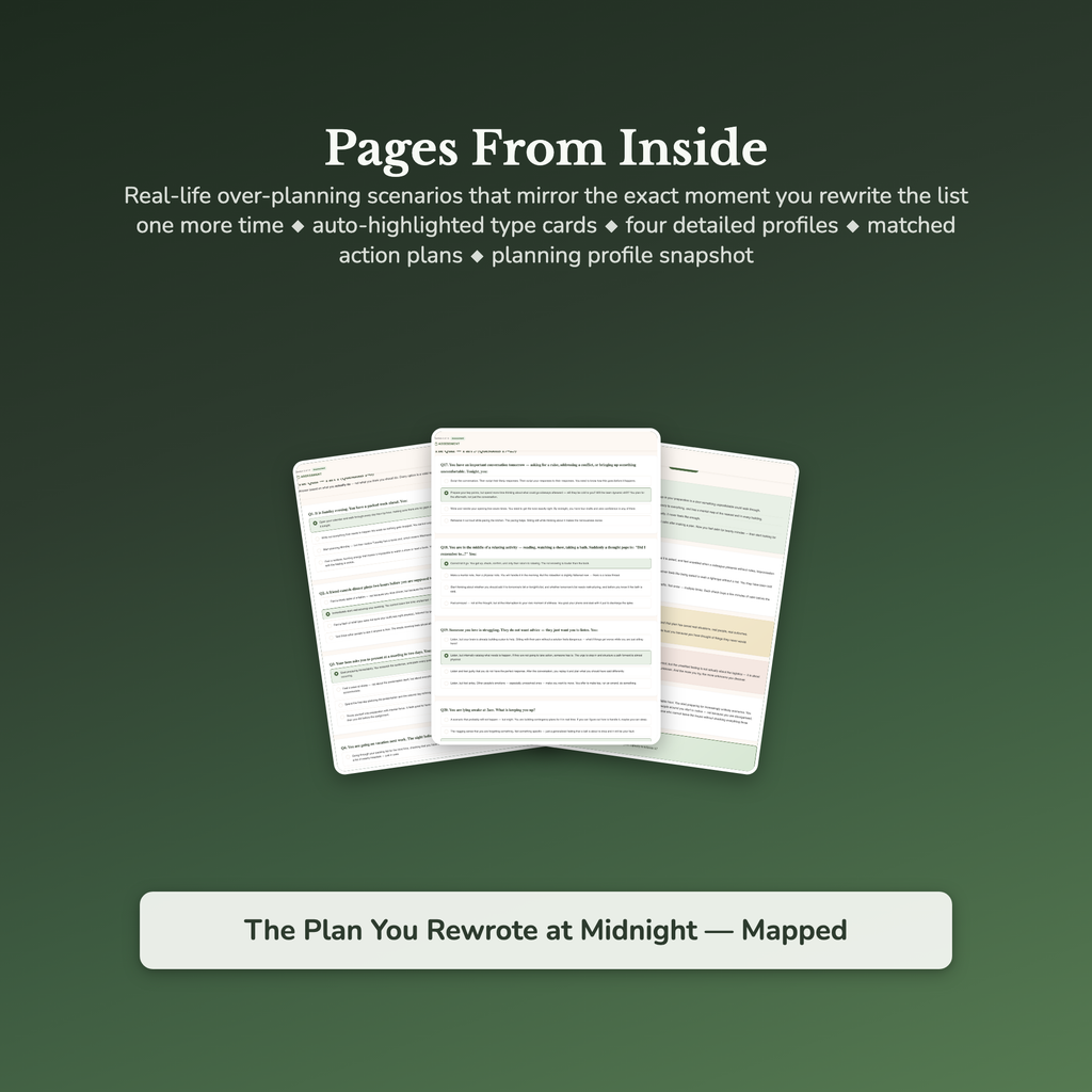 Over-Planning Profile — sample result and action plan