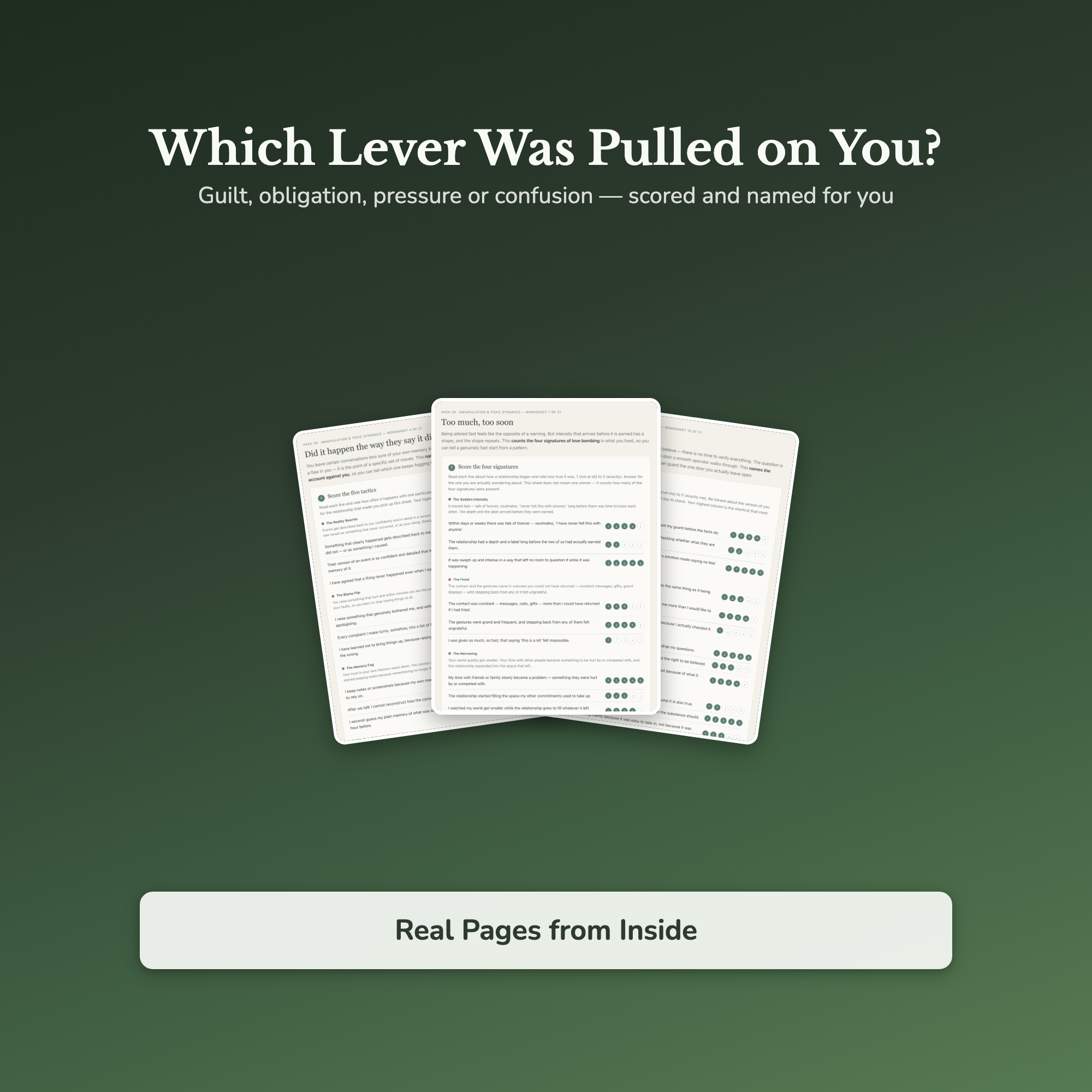 Manipulation & Toxic Patterns Worksheets – Gaslighting, Toxic Relationships, Red Flags – Interactive Worksheets Bundle