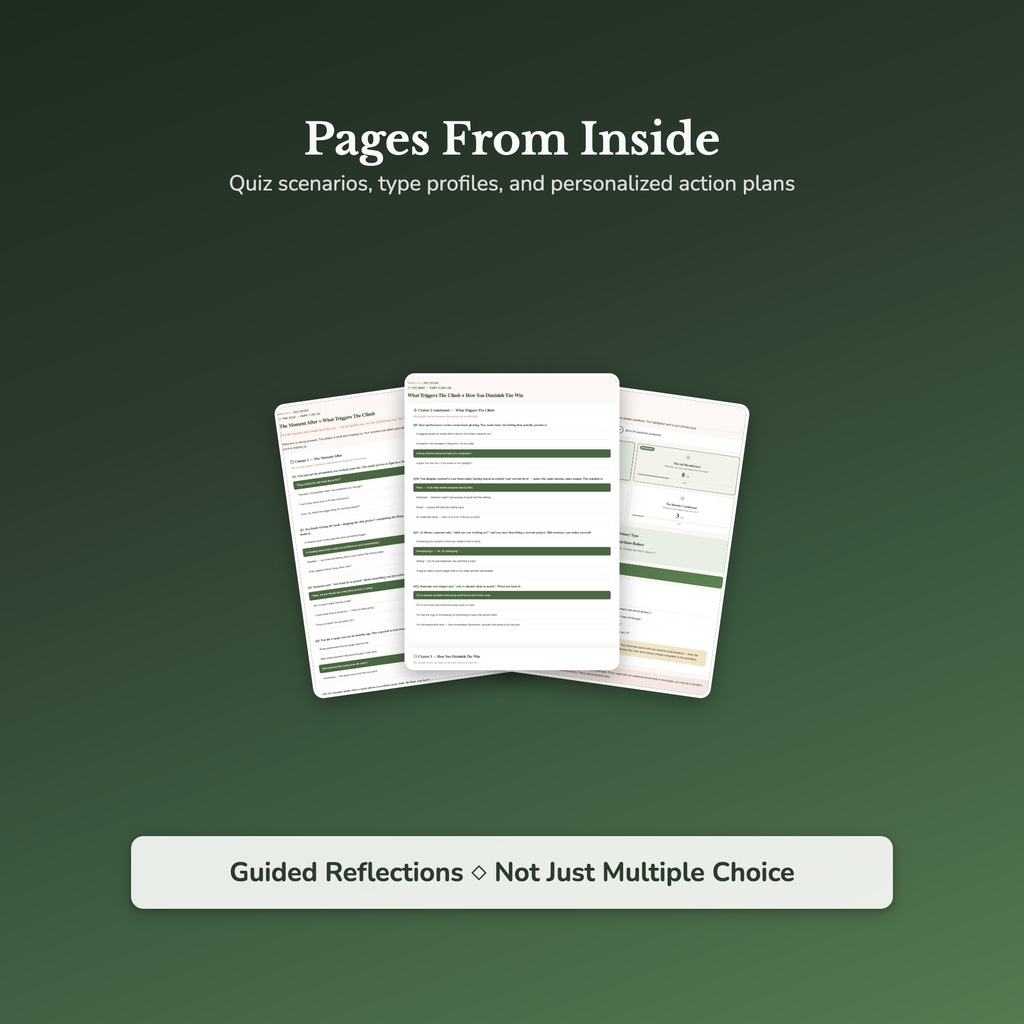 Never Enough Quiz — sample result and action plan