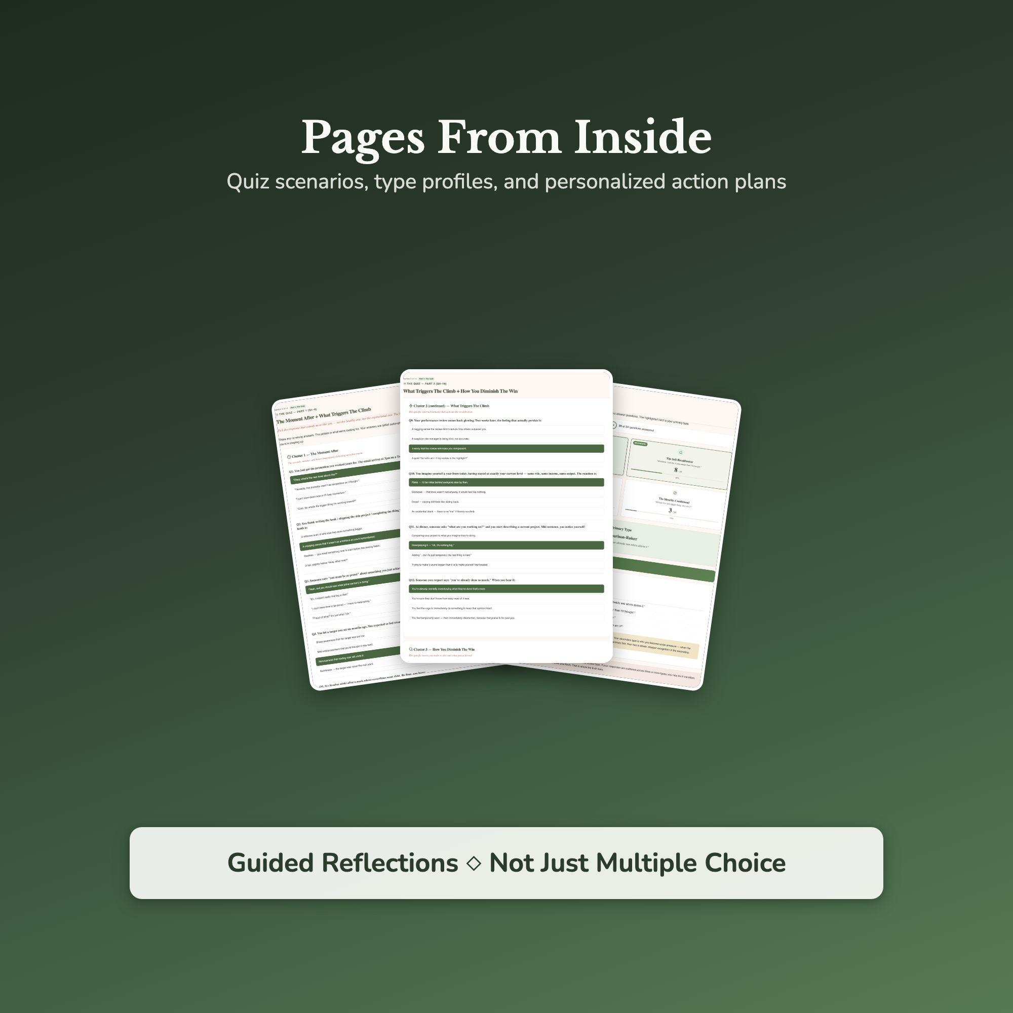 Never Enough Quiz — sample result and action plan