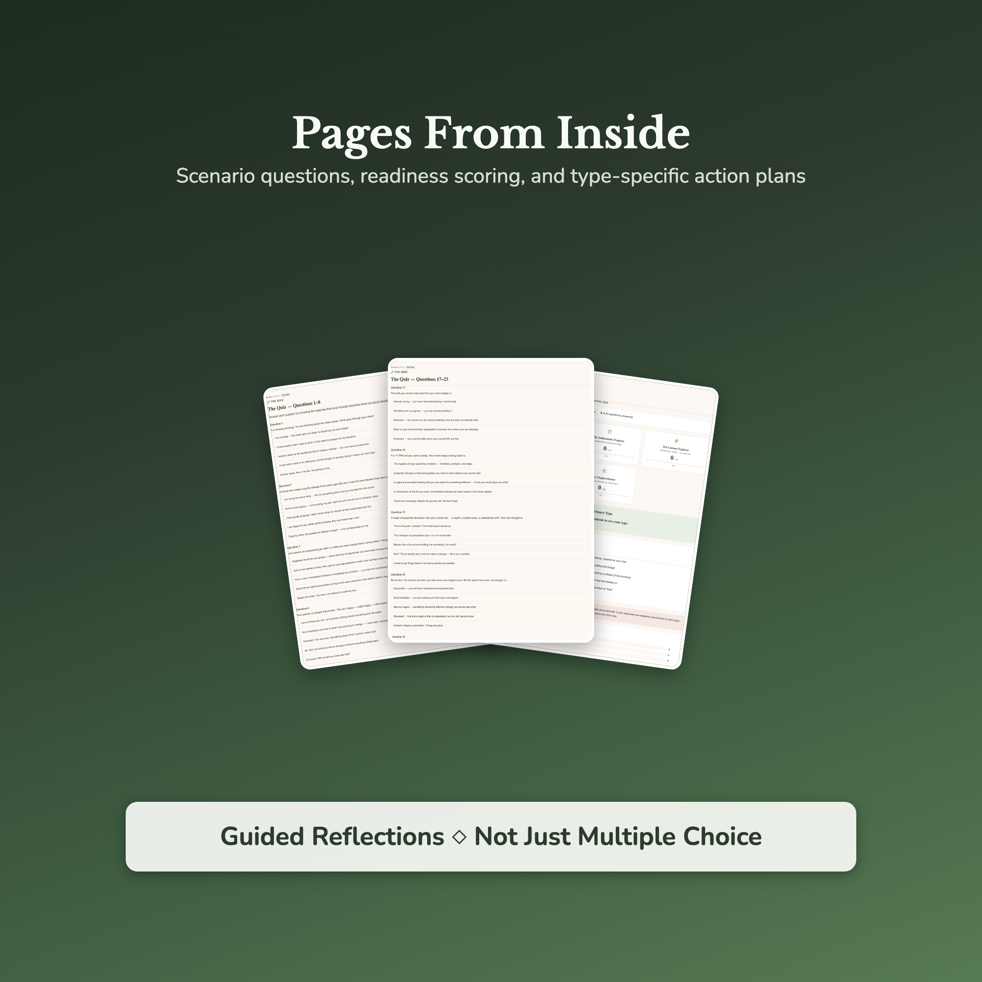 Second Chapter Readiness Profile — sample result and action plan