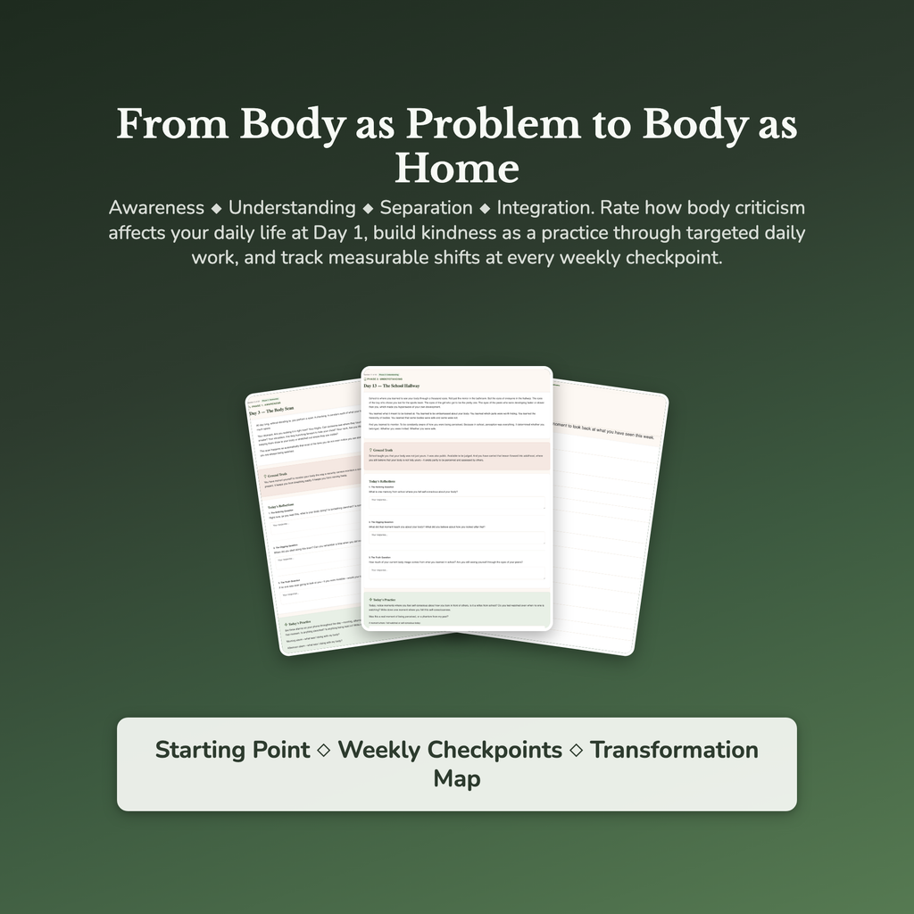 Body Image Workbook & 40-Day Guide — sample result and action plan
