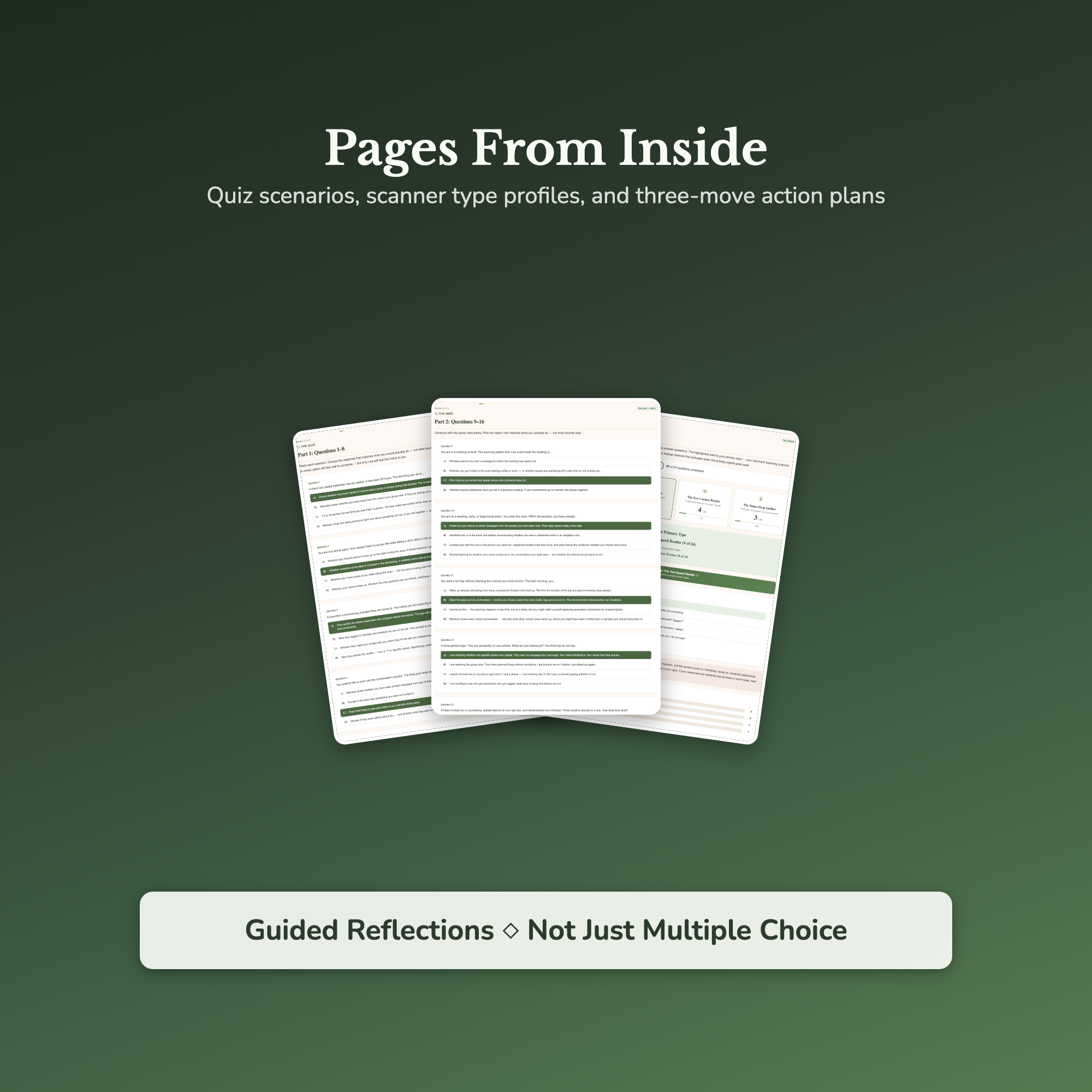 Overthinking Quiz — sample result and action plan