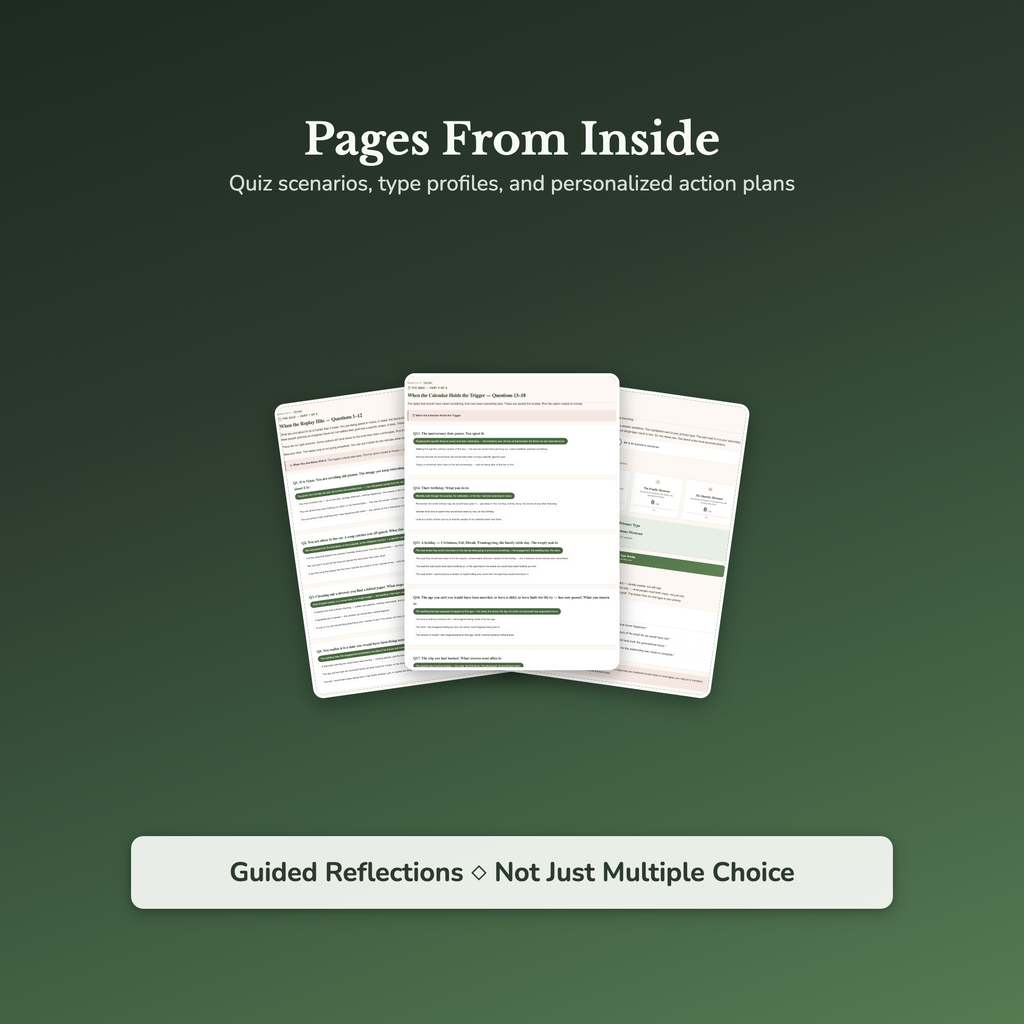 Grief Quiz — sample result and action plan