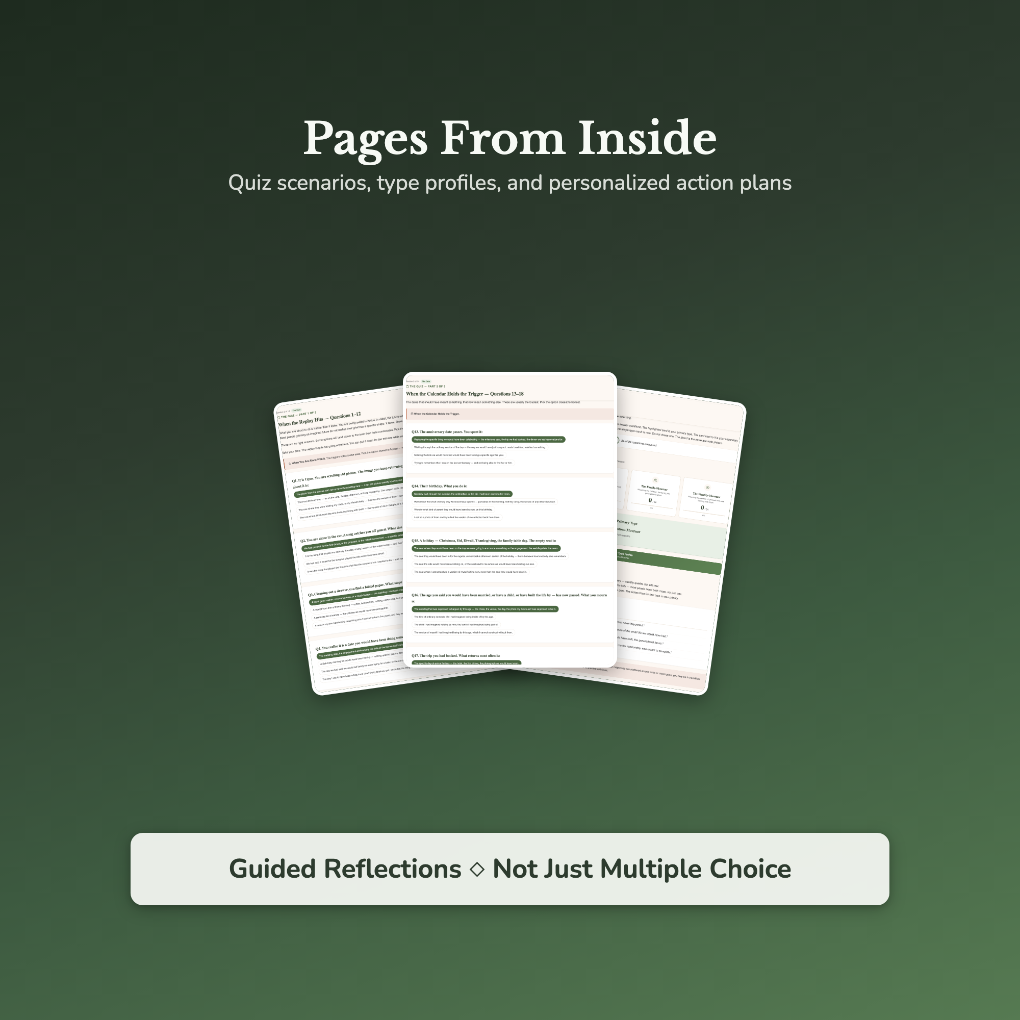 Grief Quiz — sample result and action plan