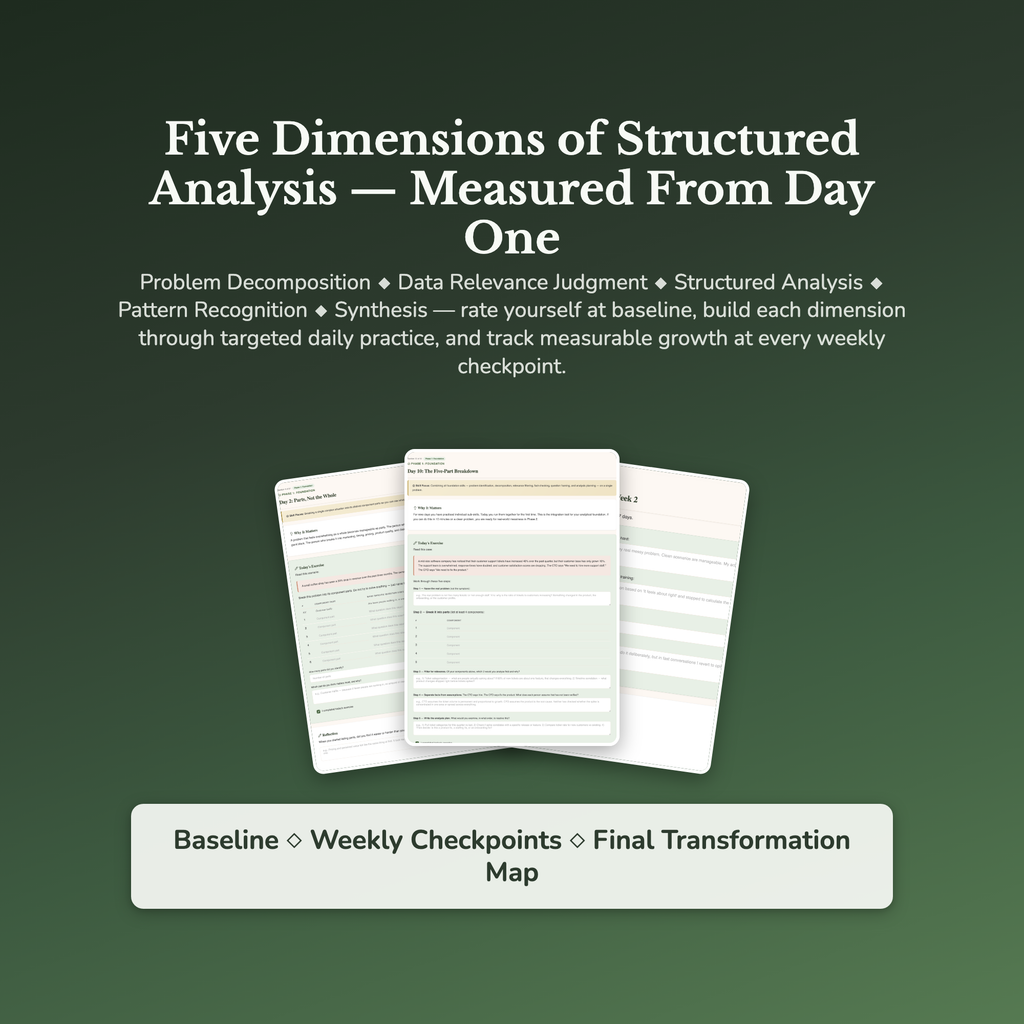 Analytical Thinking Workbook & Training — sample result and action plan