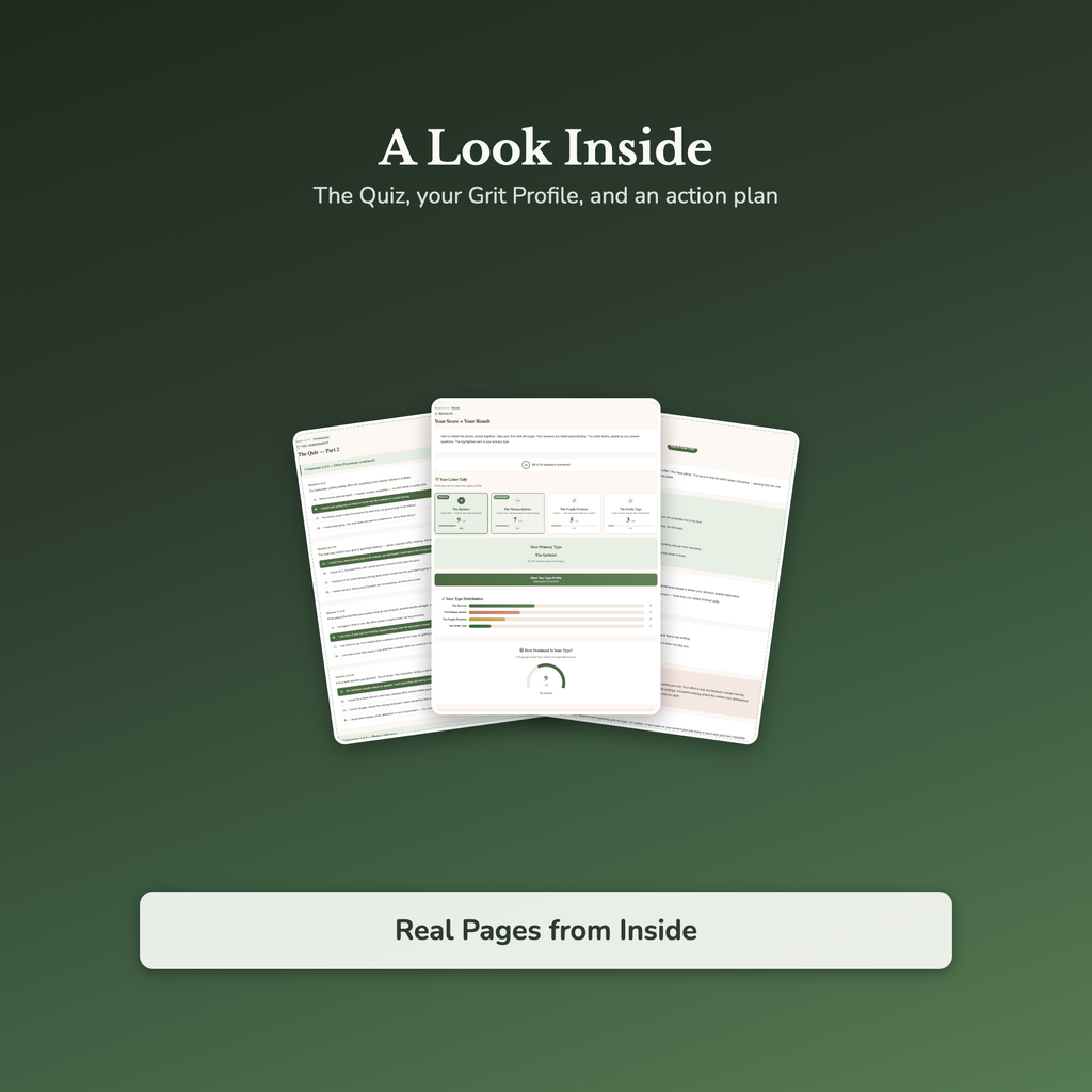 Grit Quiz & Workbook – Do You Have the Grit to Finish? – Interactive Self-Assessment