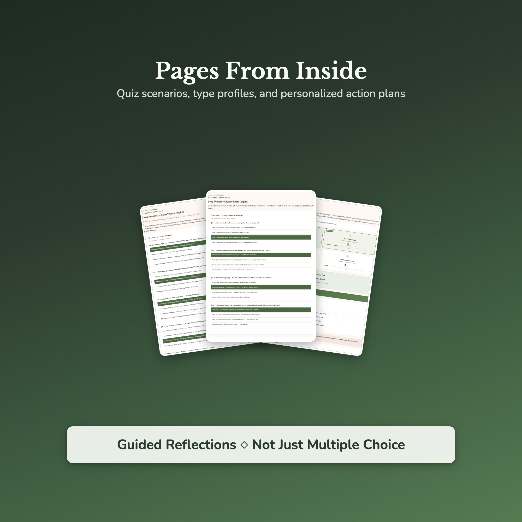 Overthinking Quiz — sample result and action plan