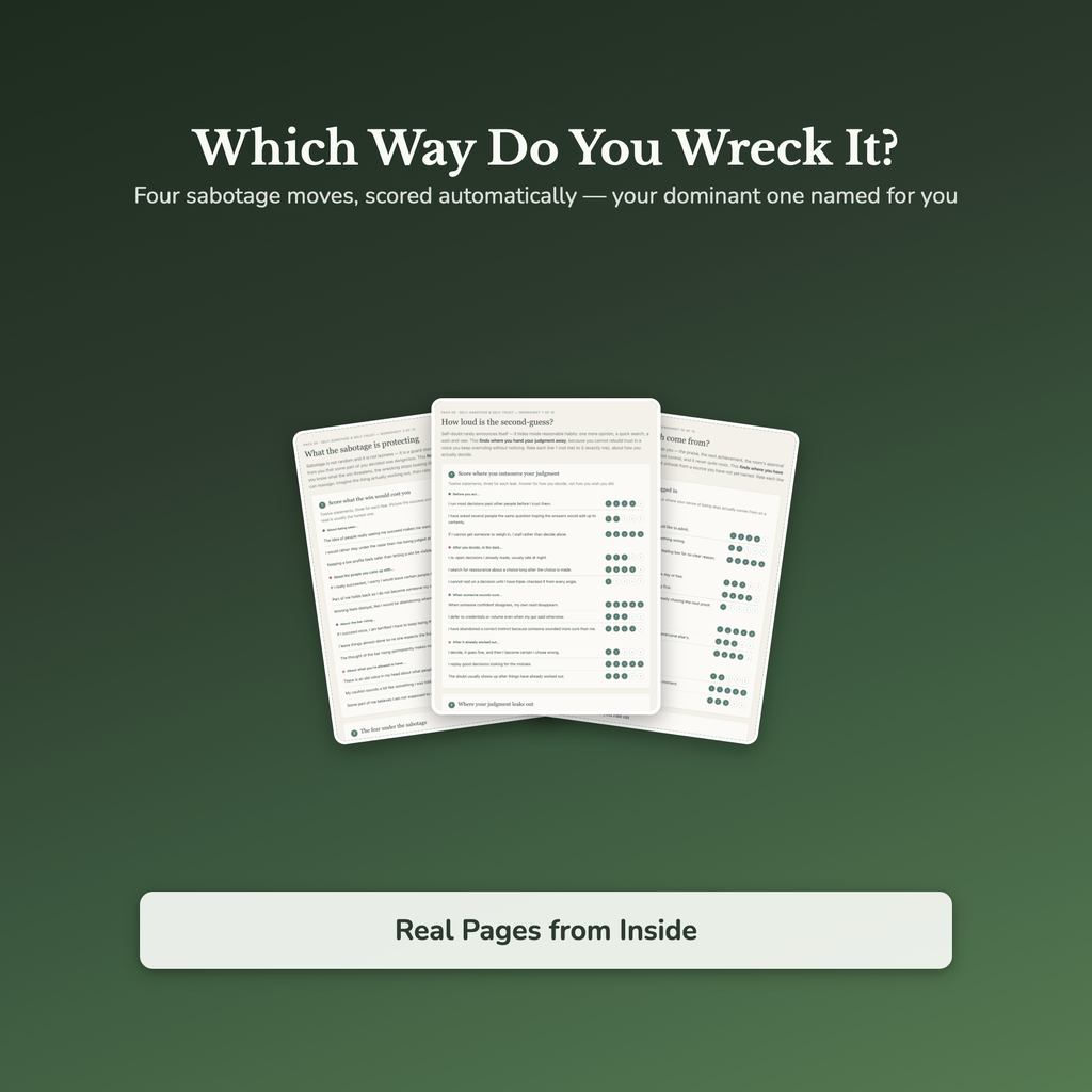 Self-Sabotage Worksheets – Self-Trust, Getting in Your Own Way, Fear of Success – Interactive Worksheets Bundle