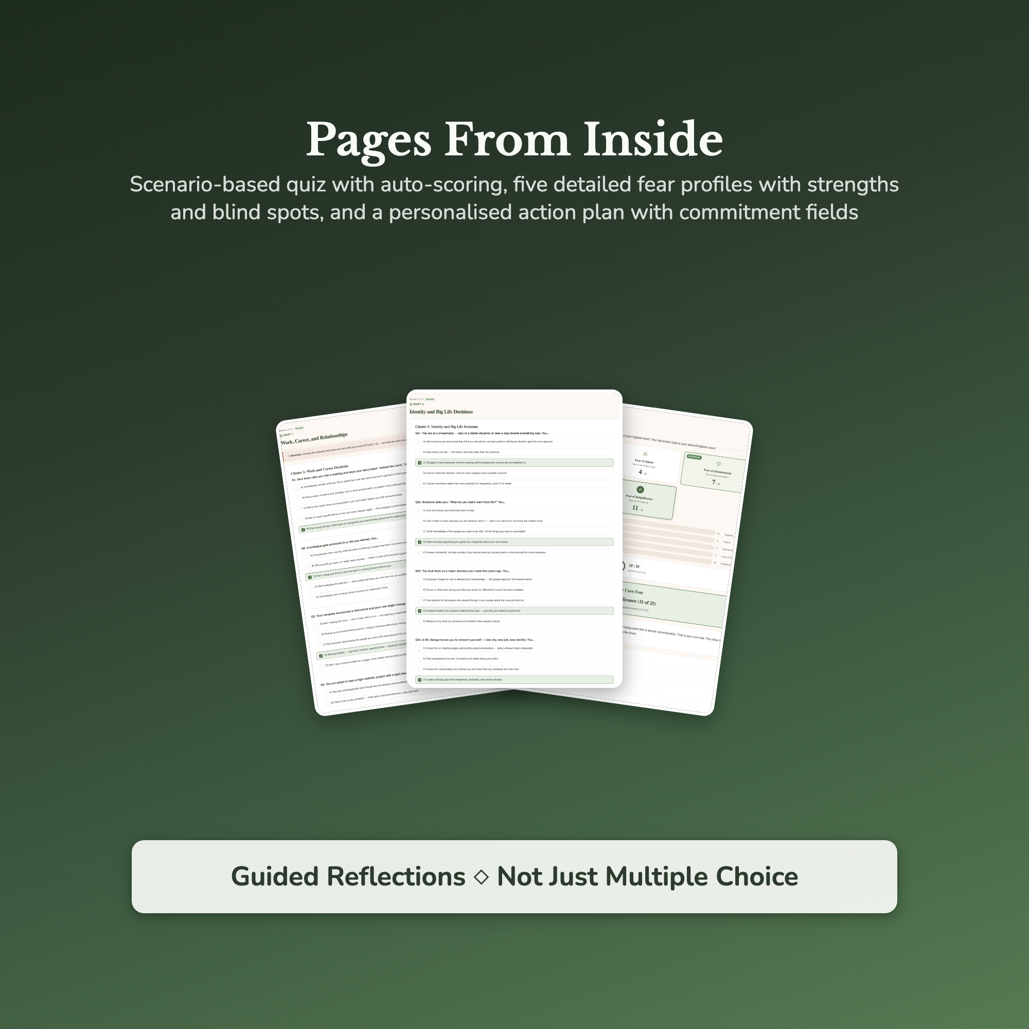 Core Fear Profile — sample result and action plan