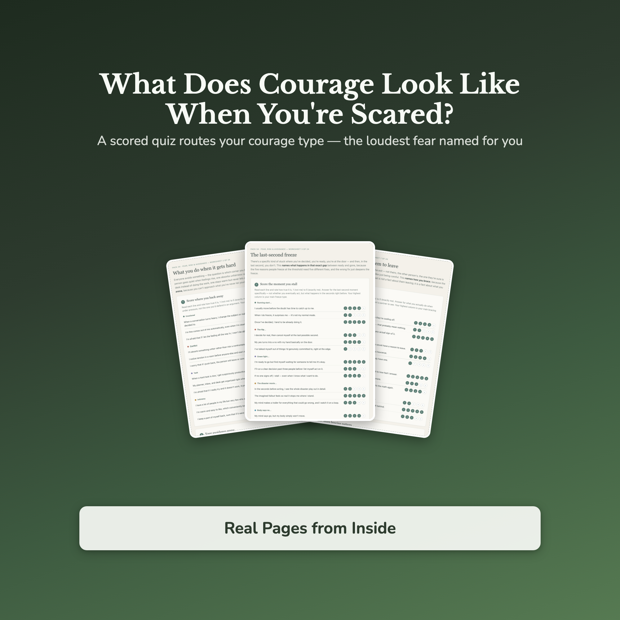 Fear of Failure Worksheets – Playing It Safe, Avoidance, Risk & Courage – Interactive Worksheets Bundle