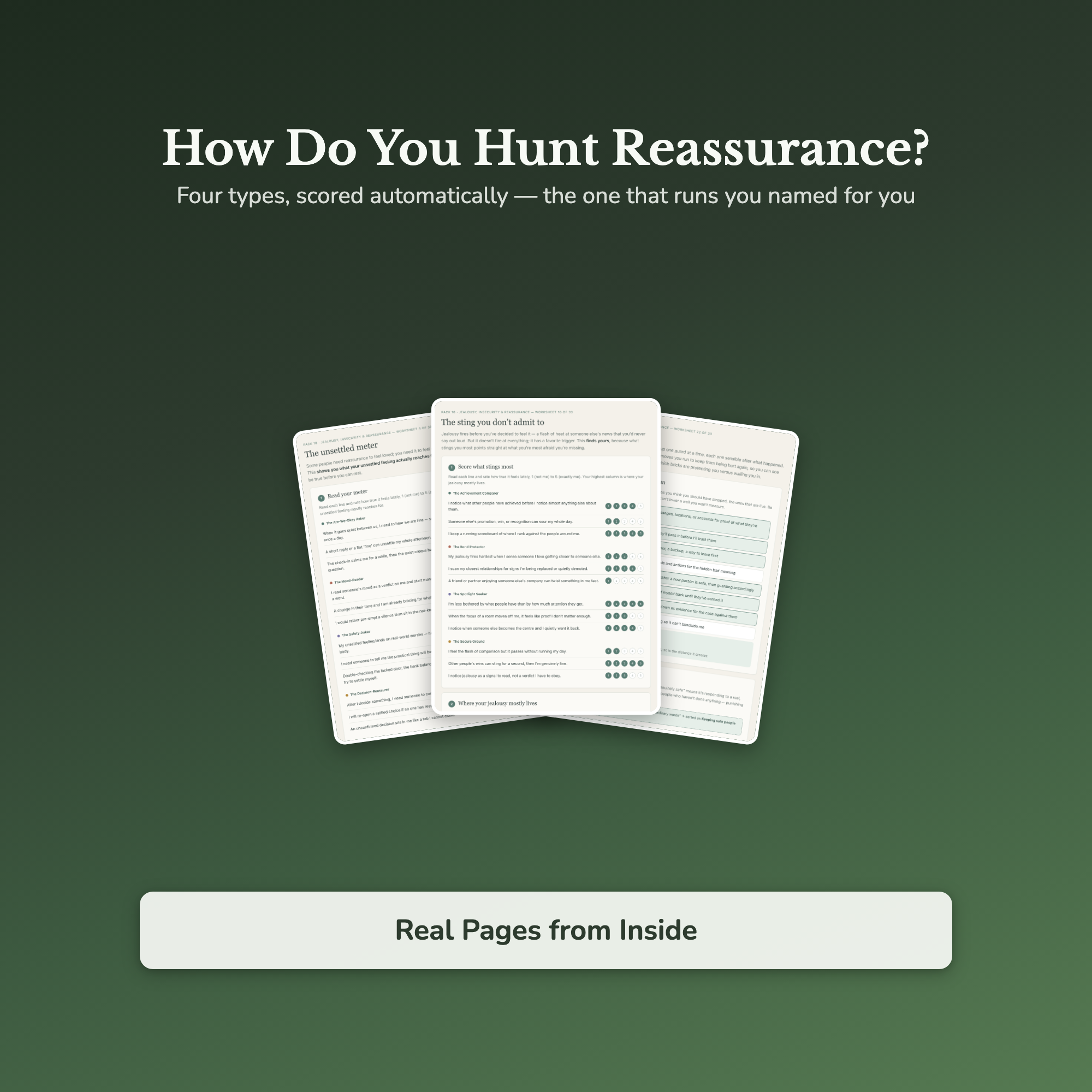 Jealousy & Insecurity Worksheets – Reassurance, Trust Issues, Fear of Losing Them – Interactive Worksheets Bundle
