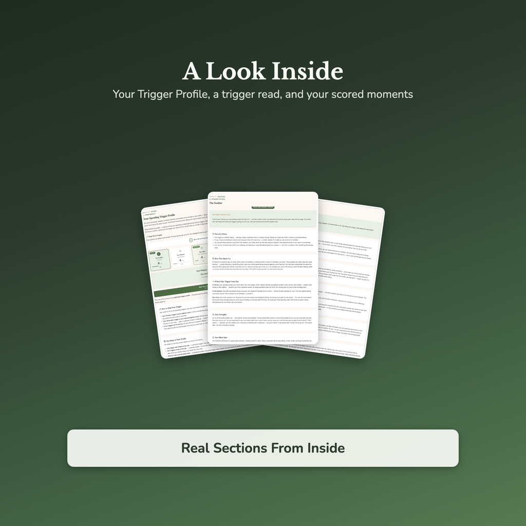 Spending Trigger Quiz & Workbook – Why You Keep Buying Stuff – Interactive Self-Assessment