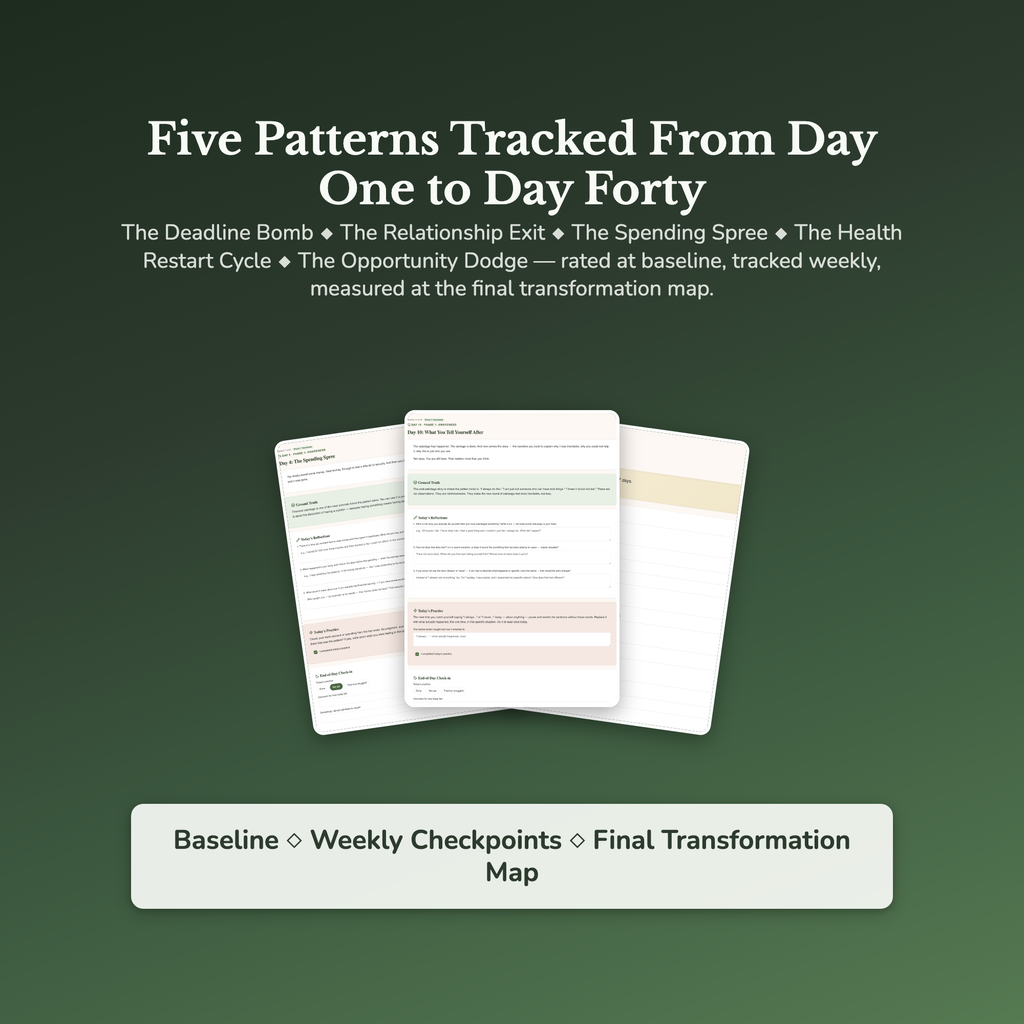Self Sabotage Workbook & 40-Day Guide — sample result and action plan