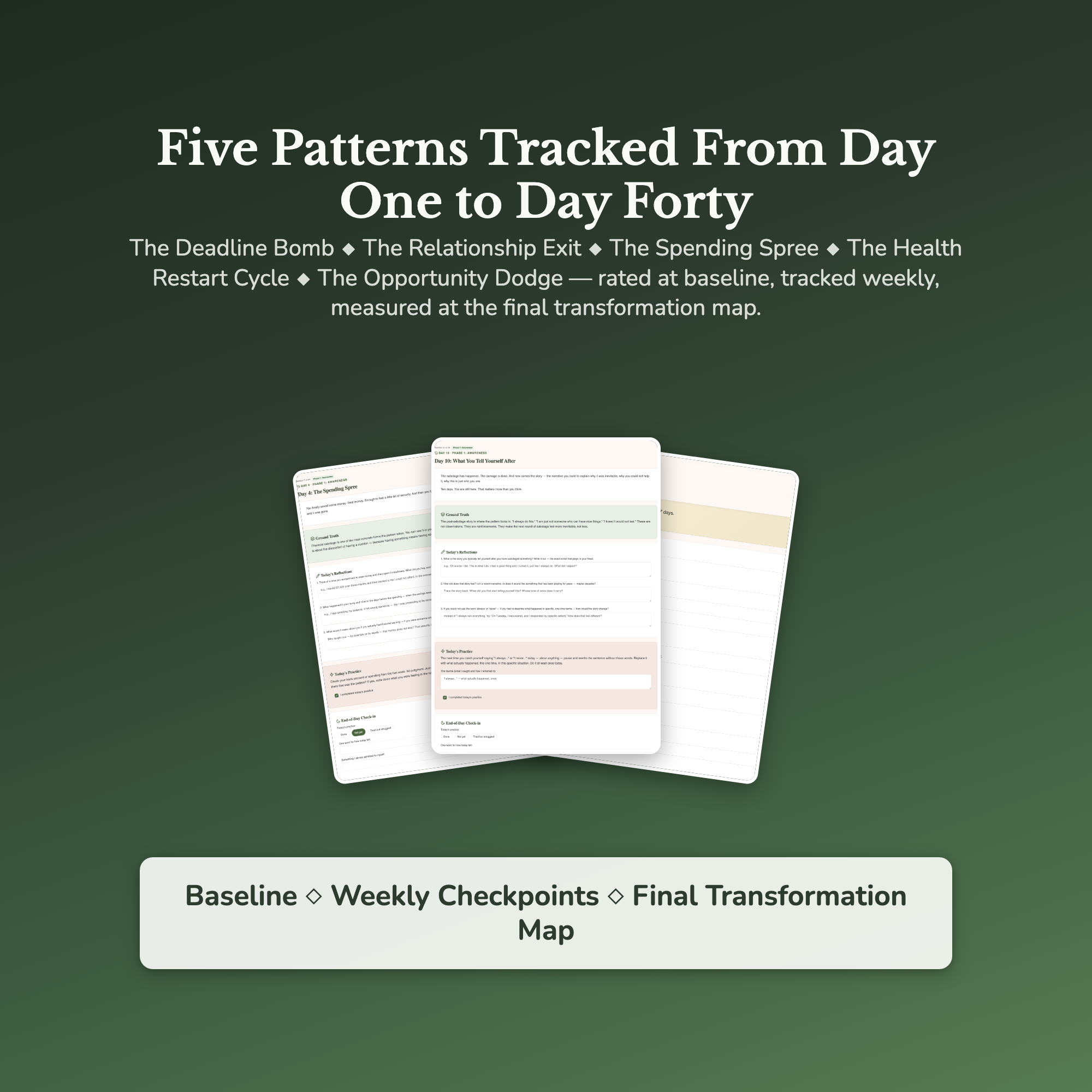 Self Sabotage Workbook & 40-Day Guide — sample result and action plan