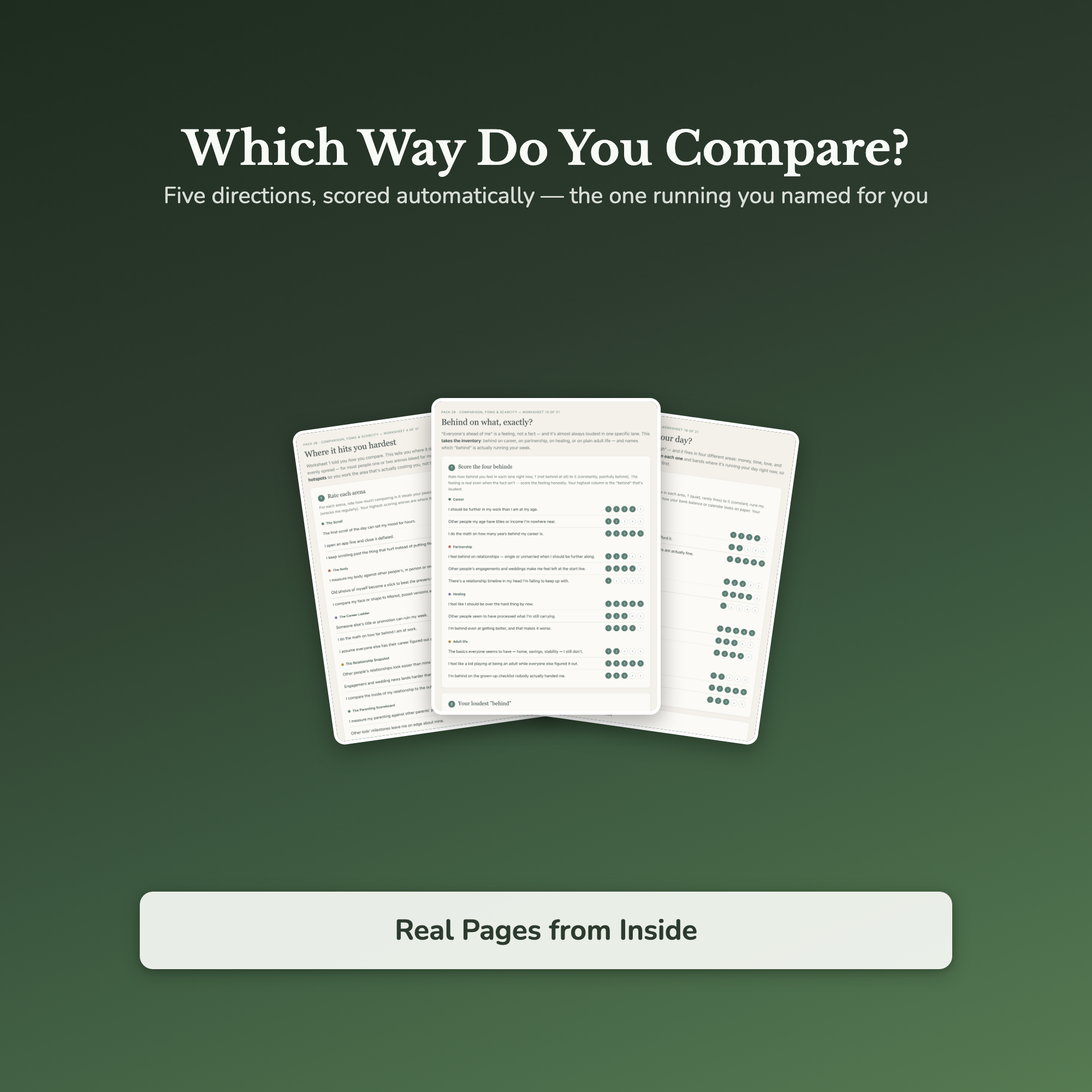 Comparison & FOMO Worksheets – Stop Feeling Behind, Social Media, Not Enough – Interactive Worksheets Bundle
