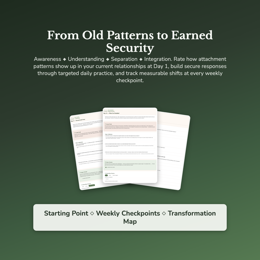 Attachment Style Workbook & 40-Day Guide — sample result and action plan