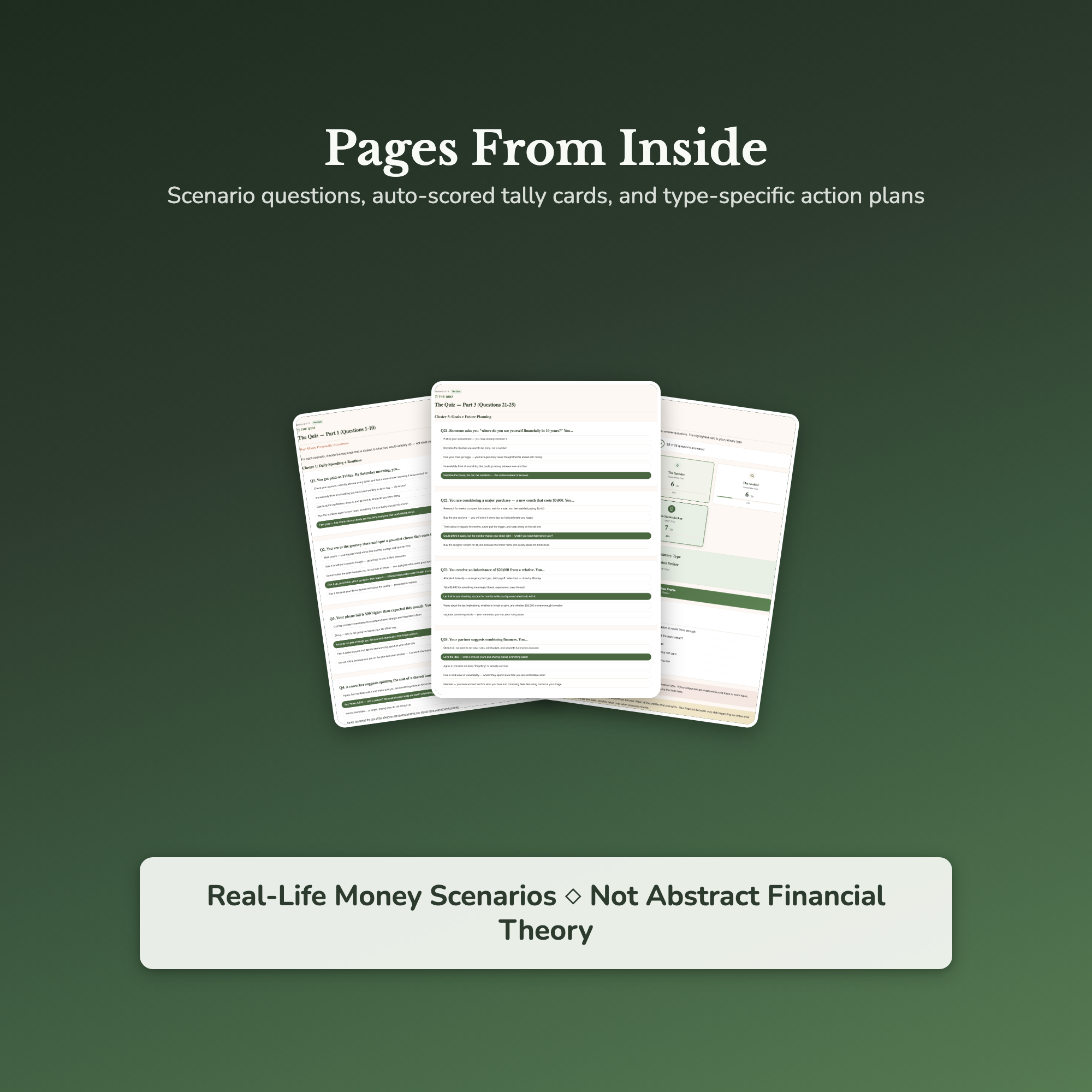 Money Personality Profile — sample result and action plan