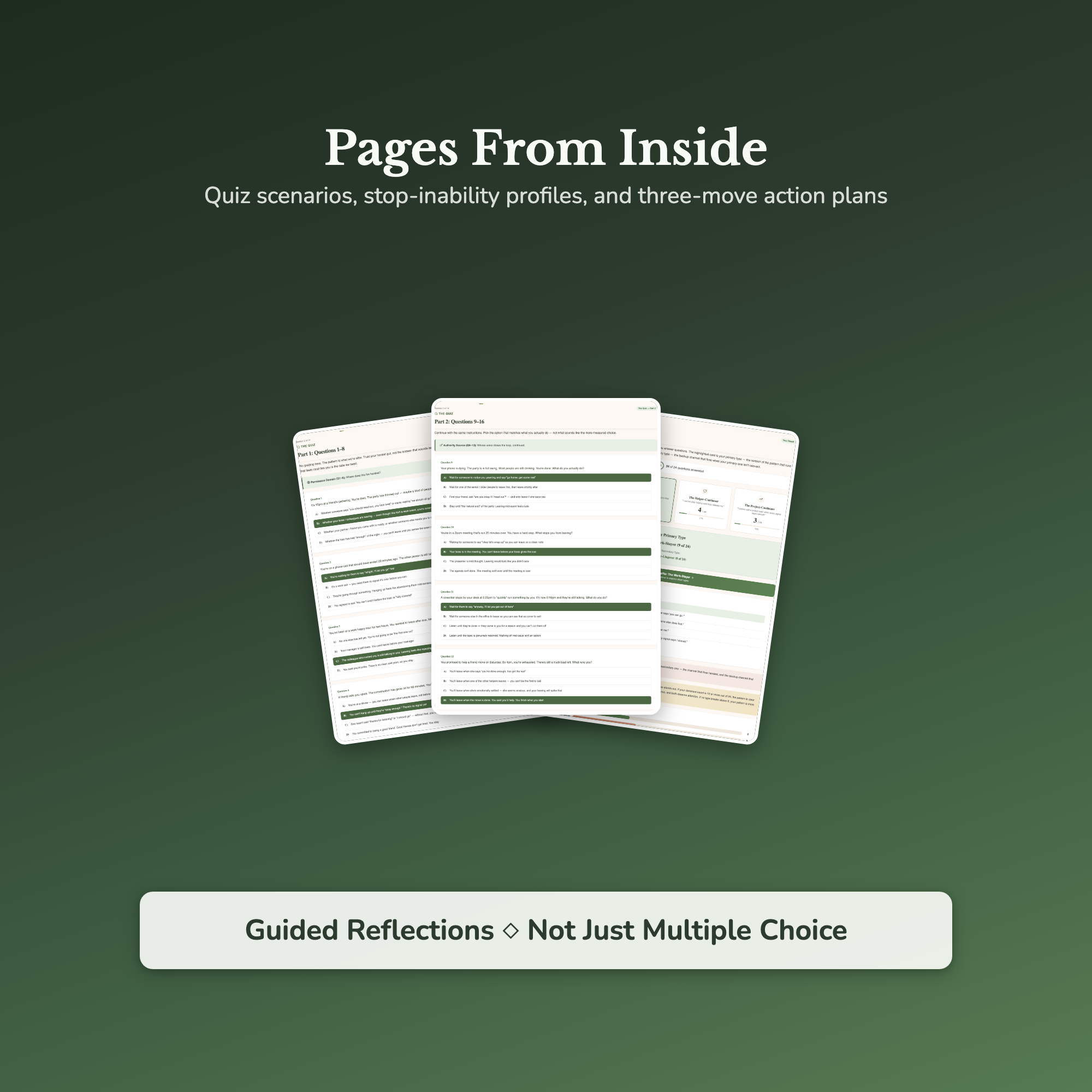 People Pleasing Quiz — sample result and action plan