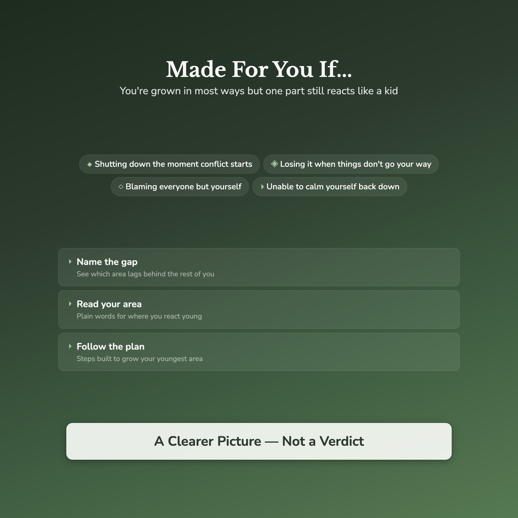 Emotional Age Quiz & Workbook – Why Part of You Reacts Young – Interactive Self-Assessment