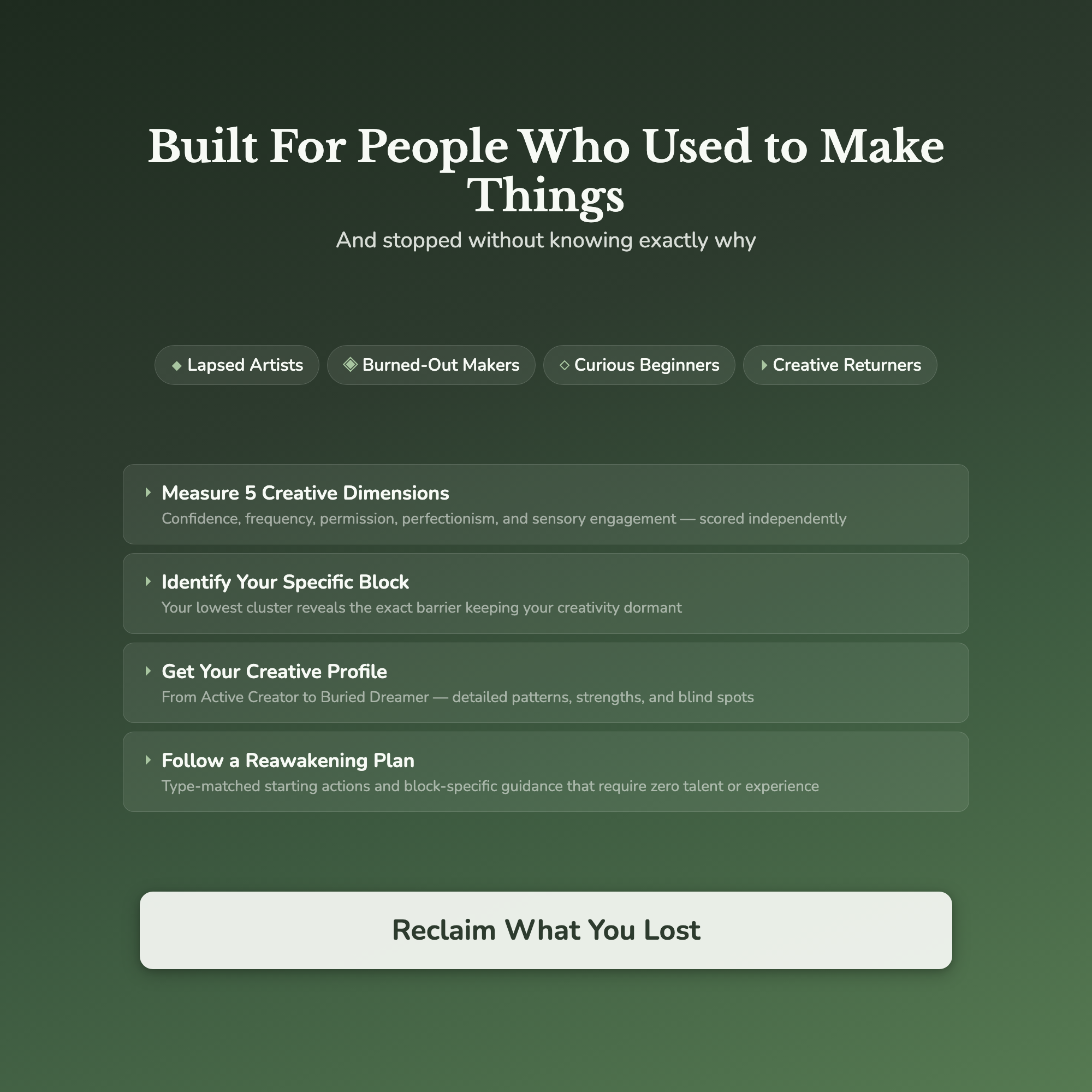 Creative Energy Profile — who this workbook is for