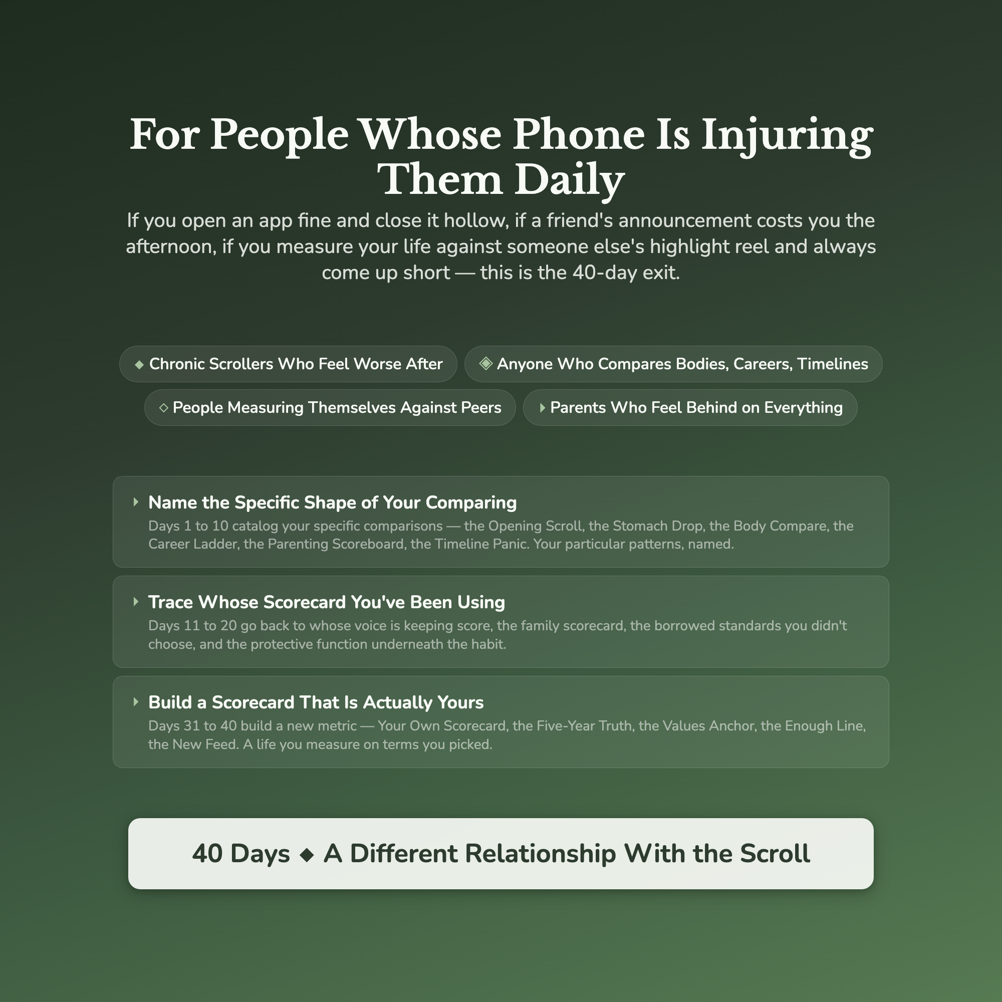 Comparison Workbook & 40-Day Guide — who this workbook is for