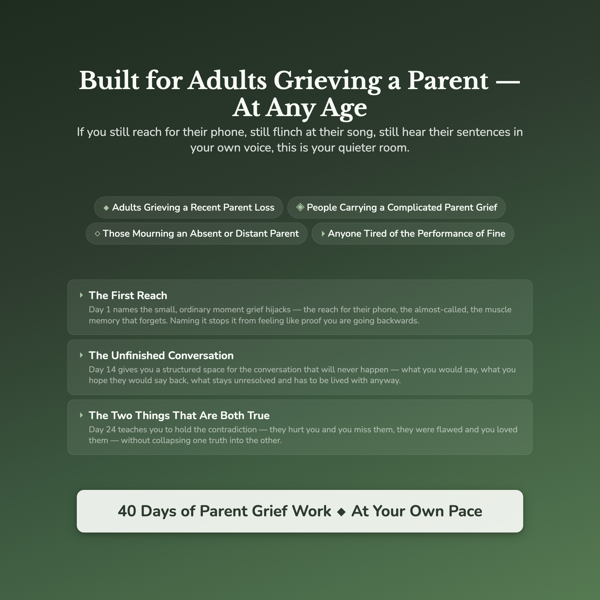 Loss of a Parent Workbook & 40-Day Guide — who this workbook is for