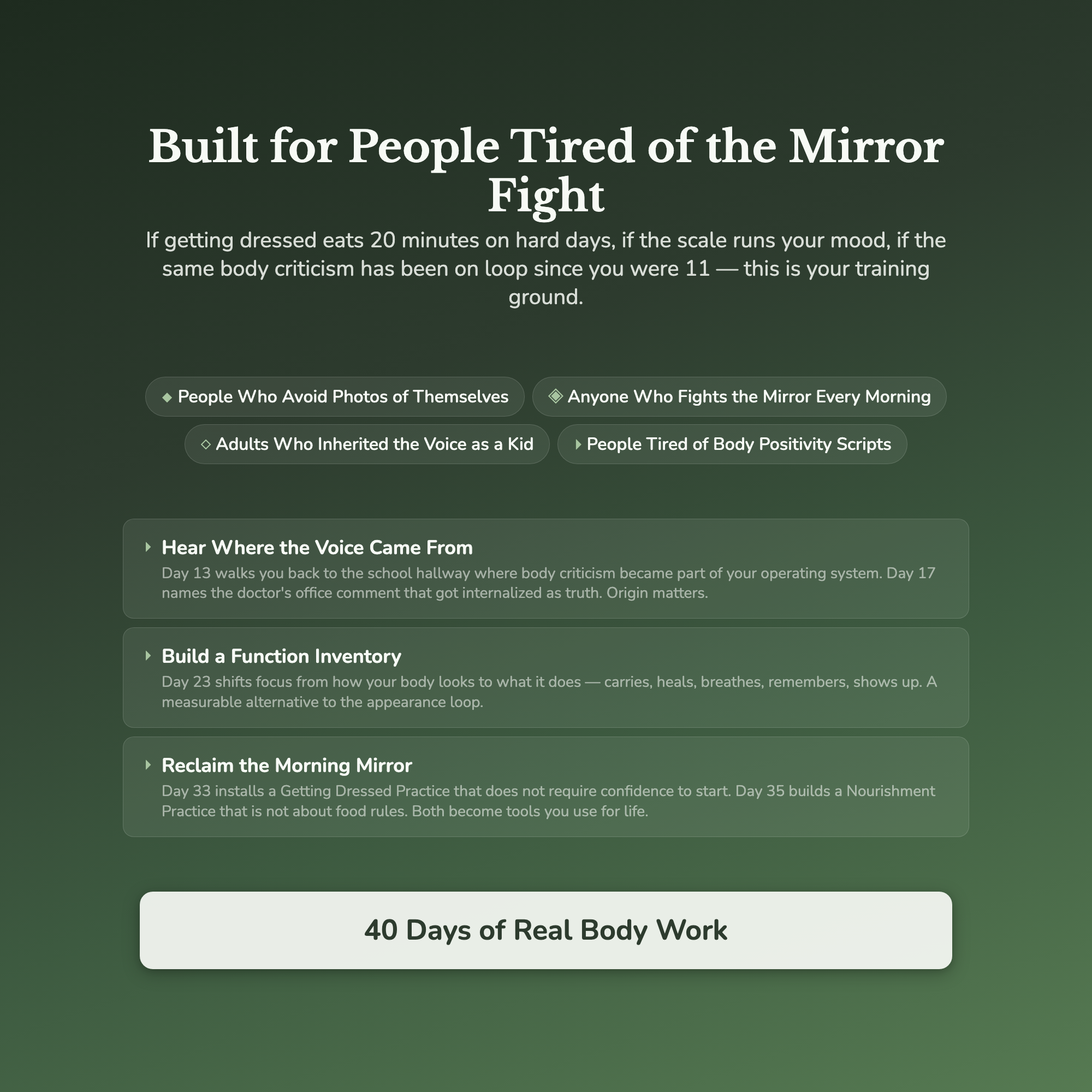 Body Image Workbook & 40-Day Guide — who this workbook is for